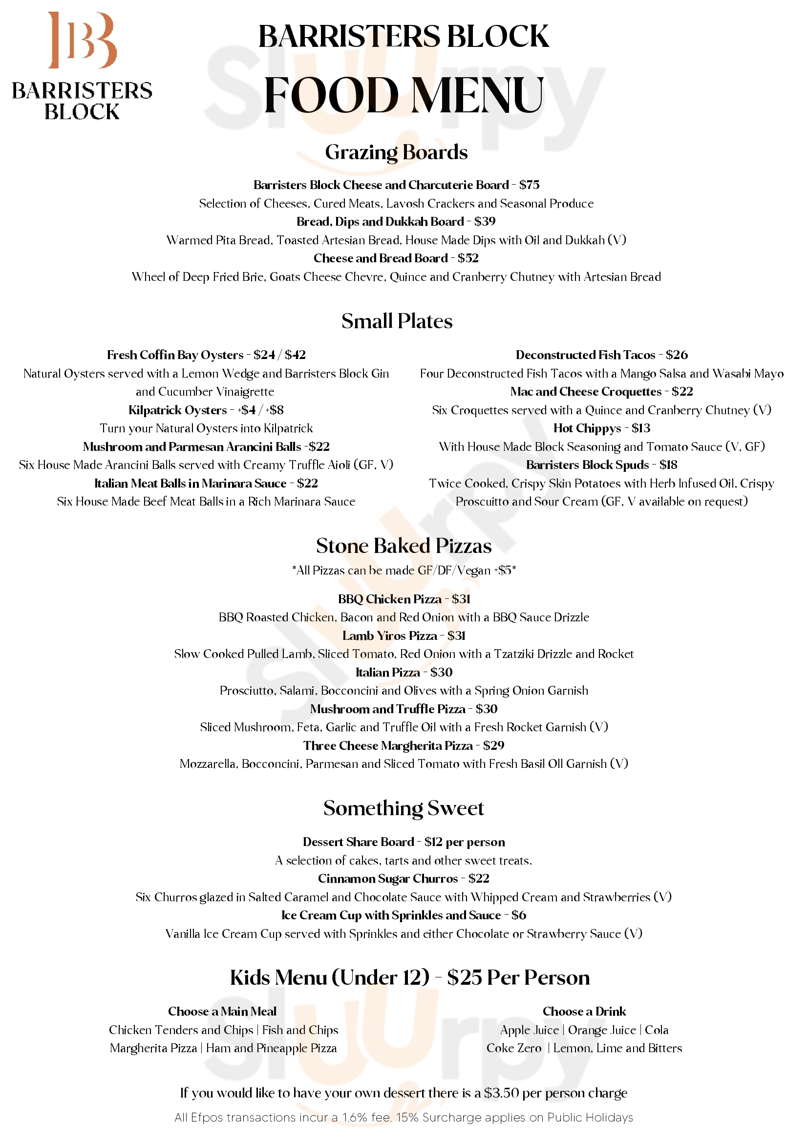 Barristers Block Cellar Door Woodside Menu - 1