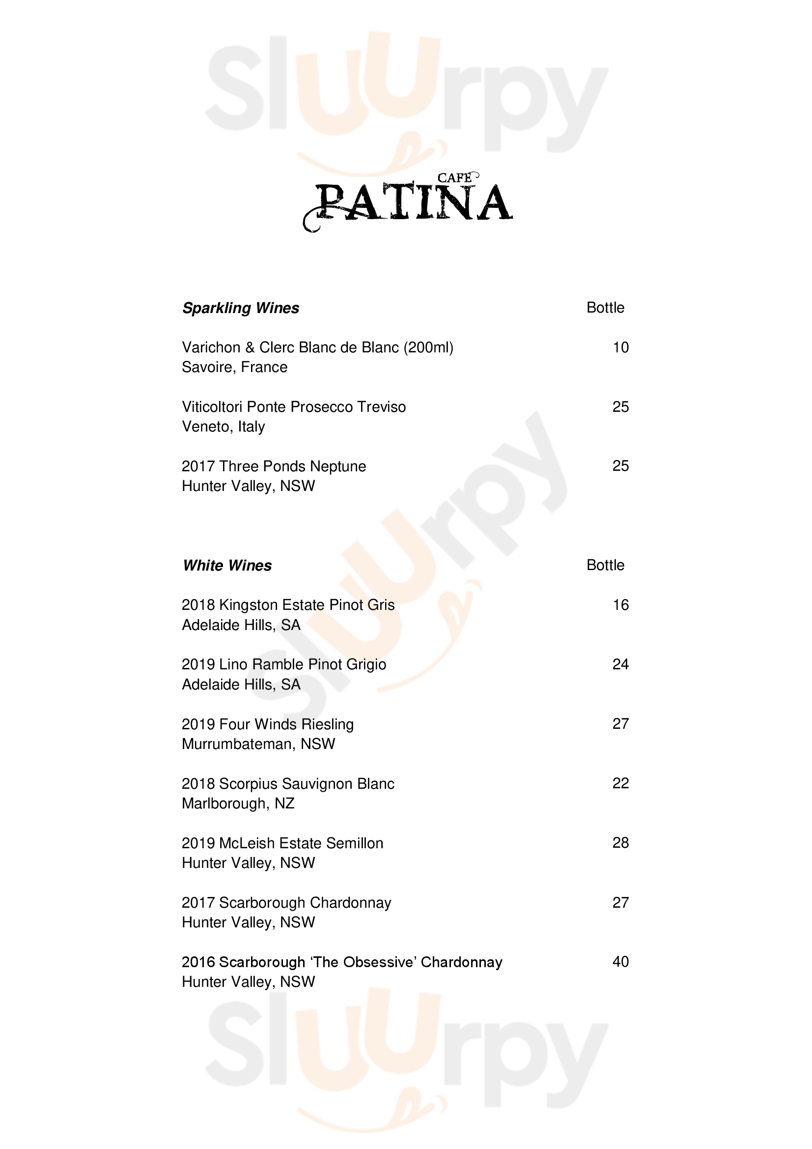 Cafe Patina Wahroonga Menu - 1
