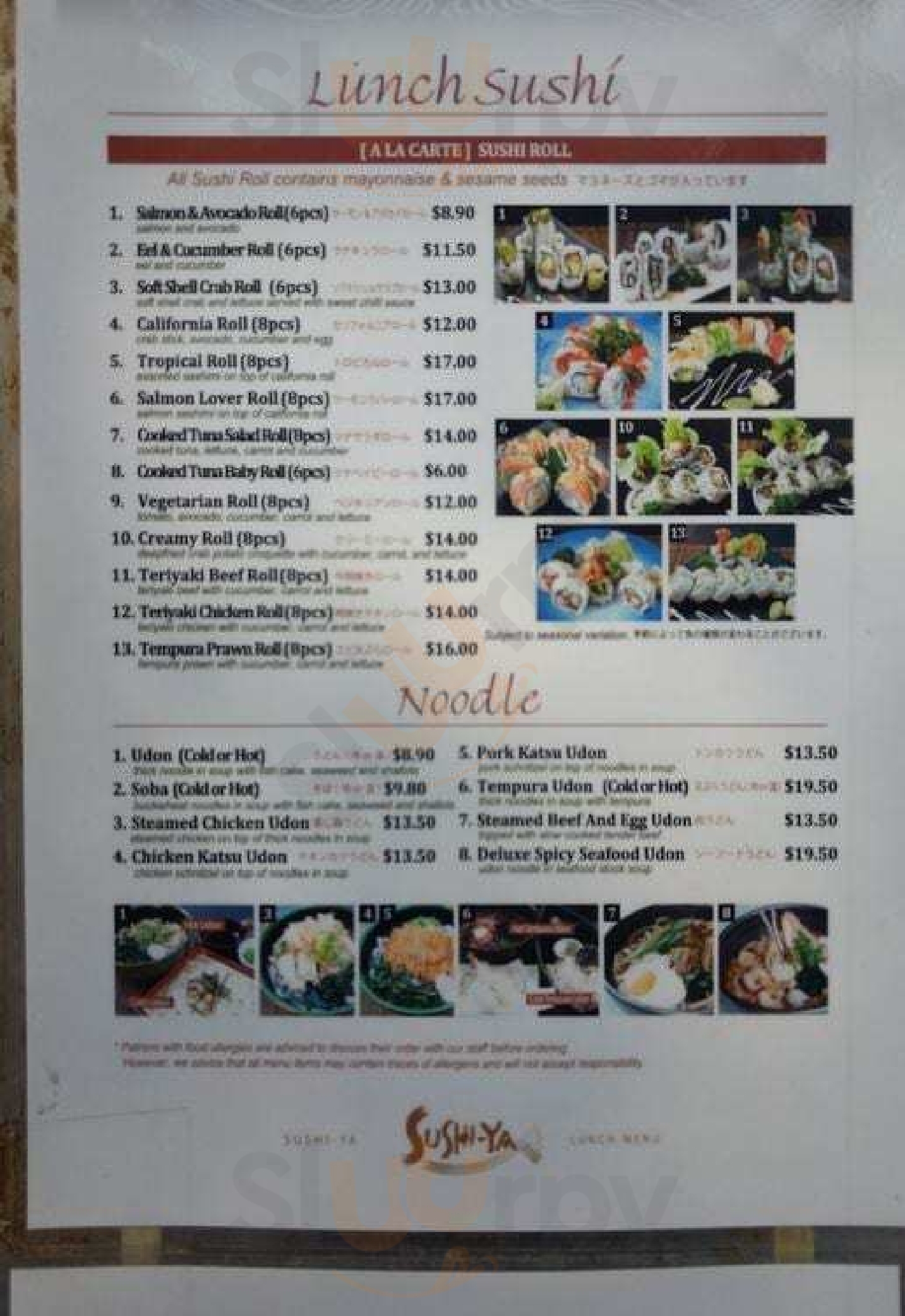 Sushi-ya Japanese Restaurant Chatswood Menu - 1