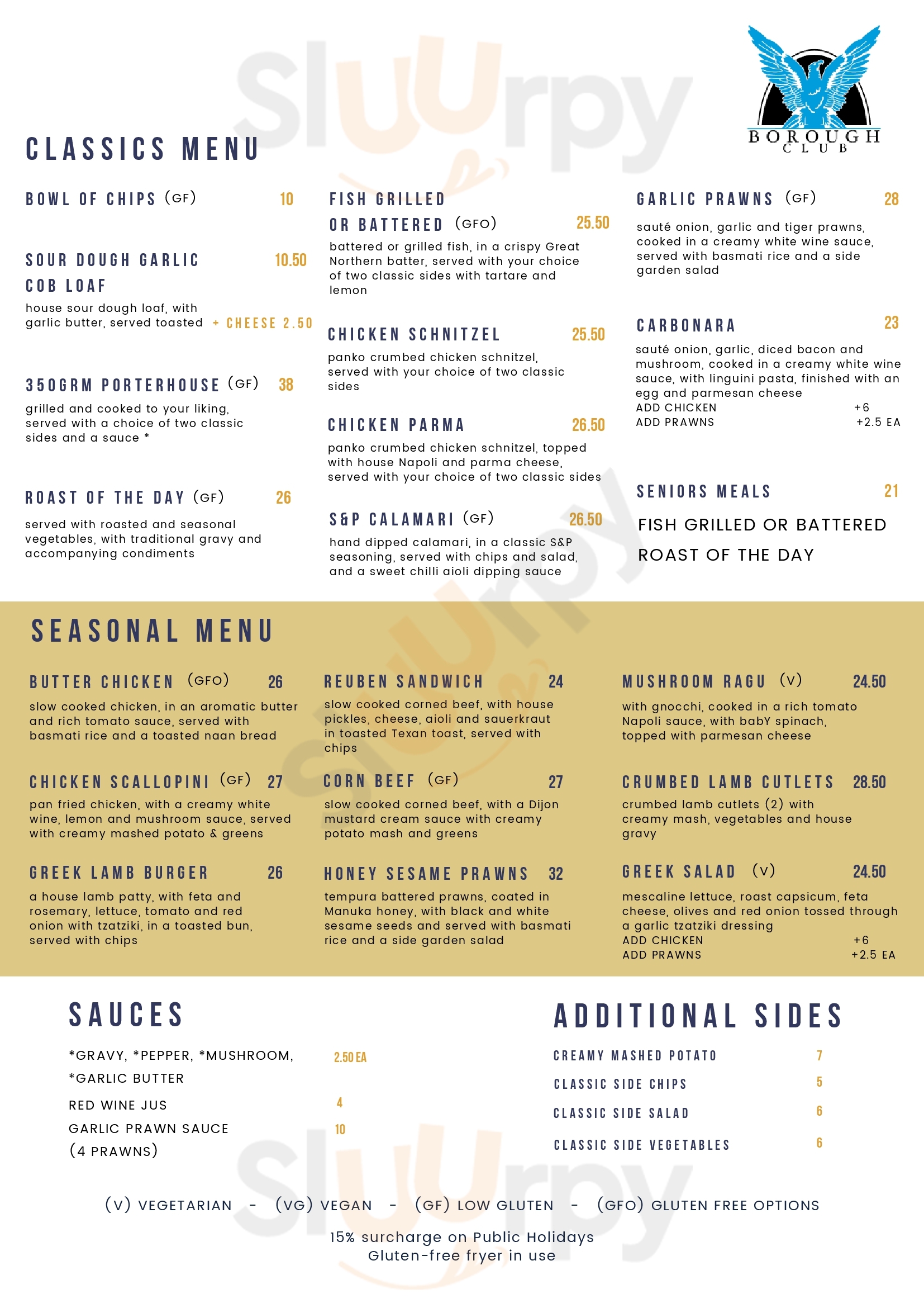 Main Menu - The Borough Club