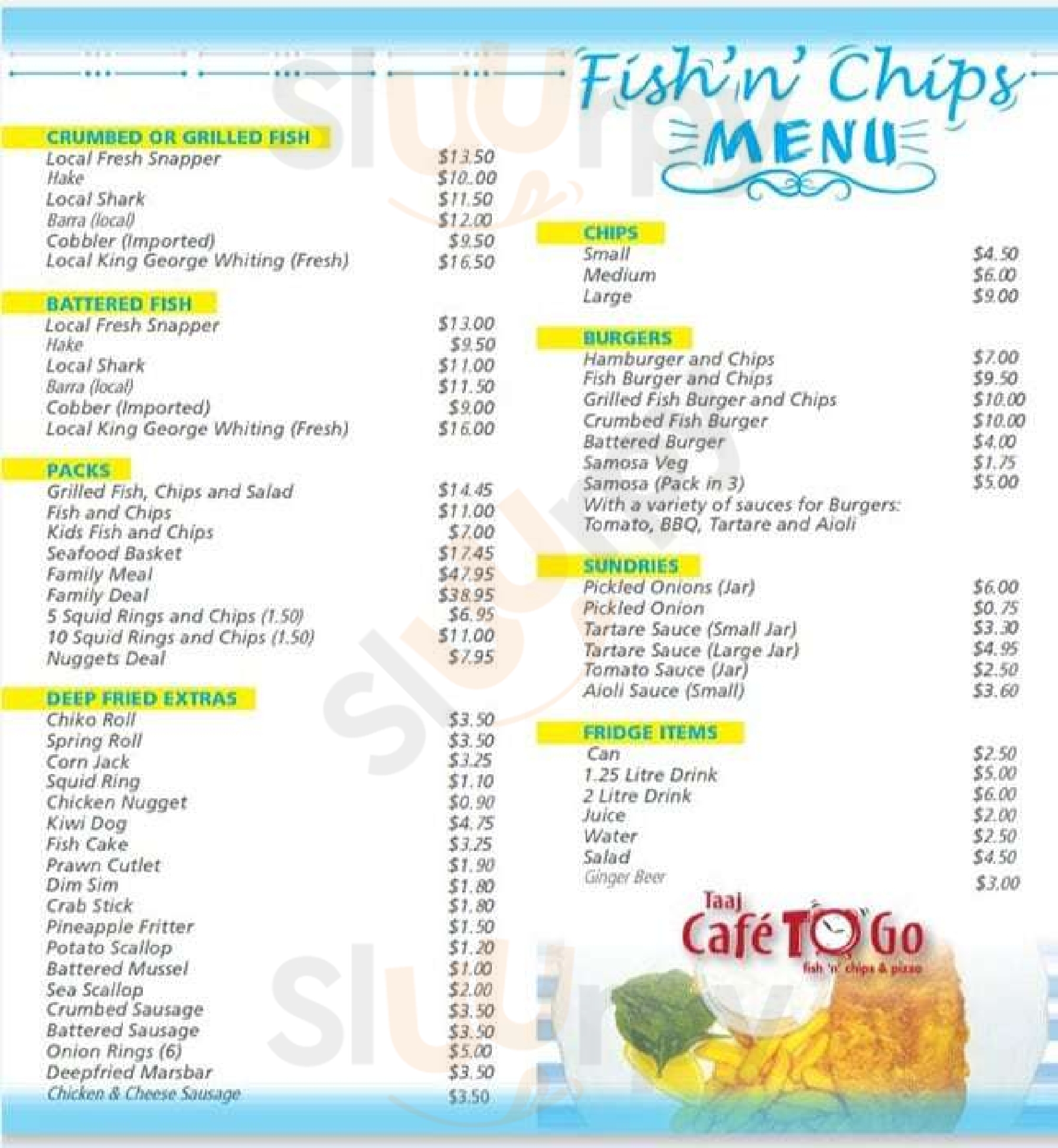 Taaj Cafe To Go Fish N Chips And Pizza Palmyra Menu - 1