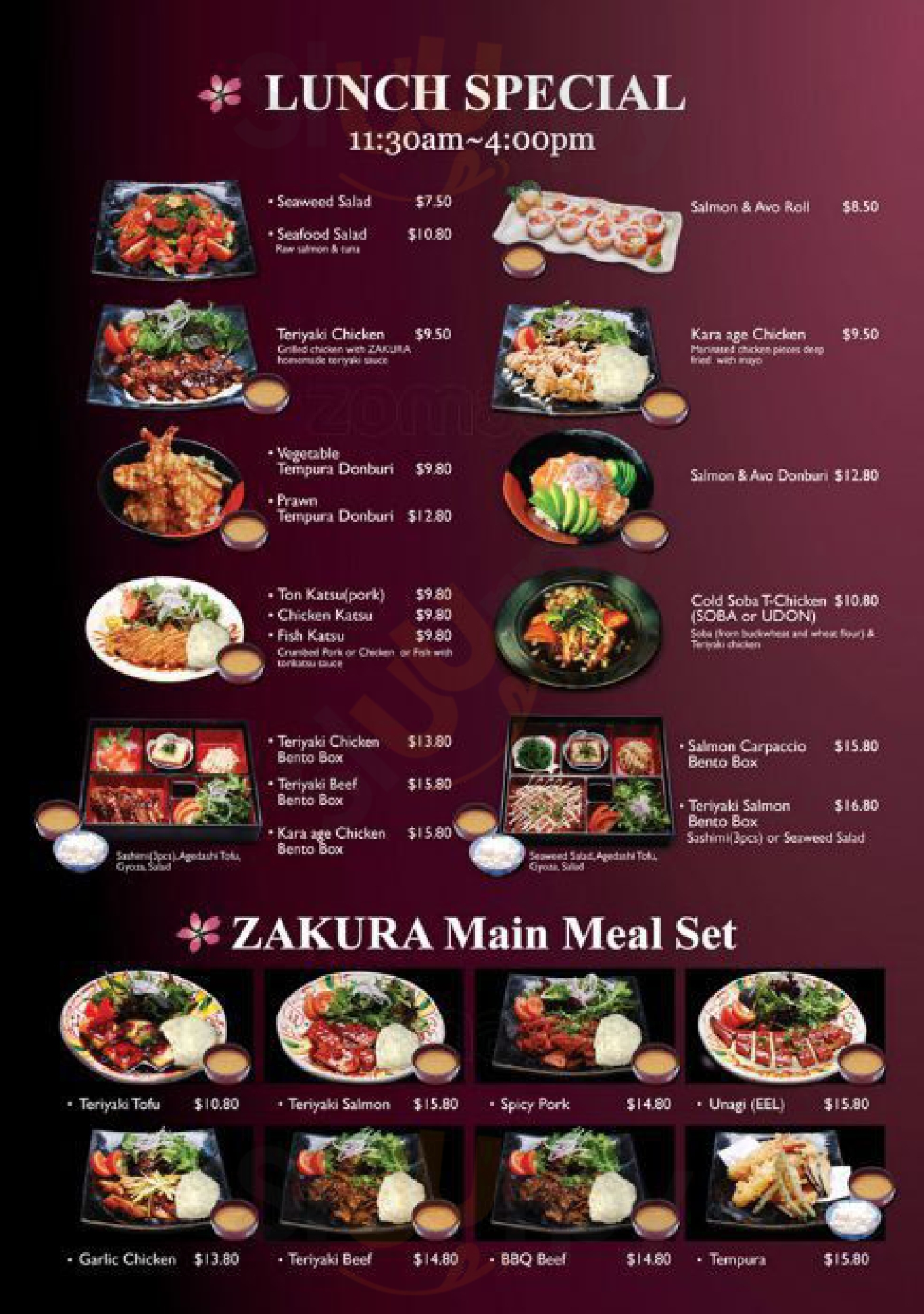 Zakura Japanese Restaurant Bondi Menu - 1