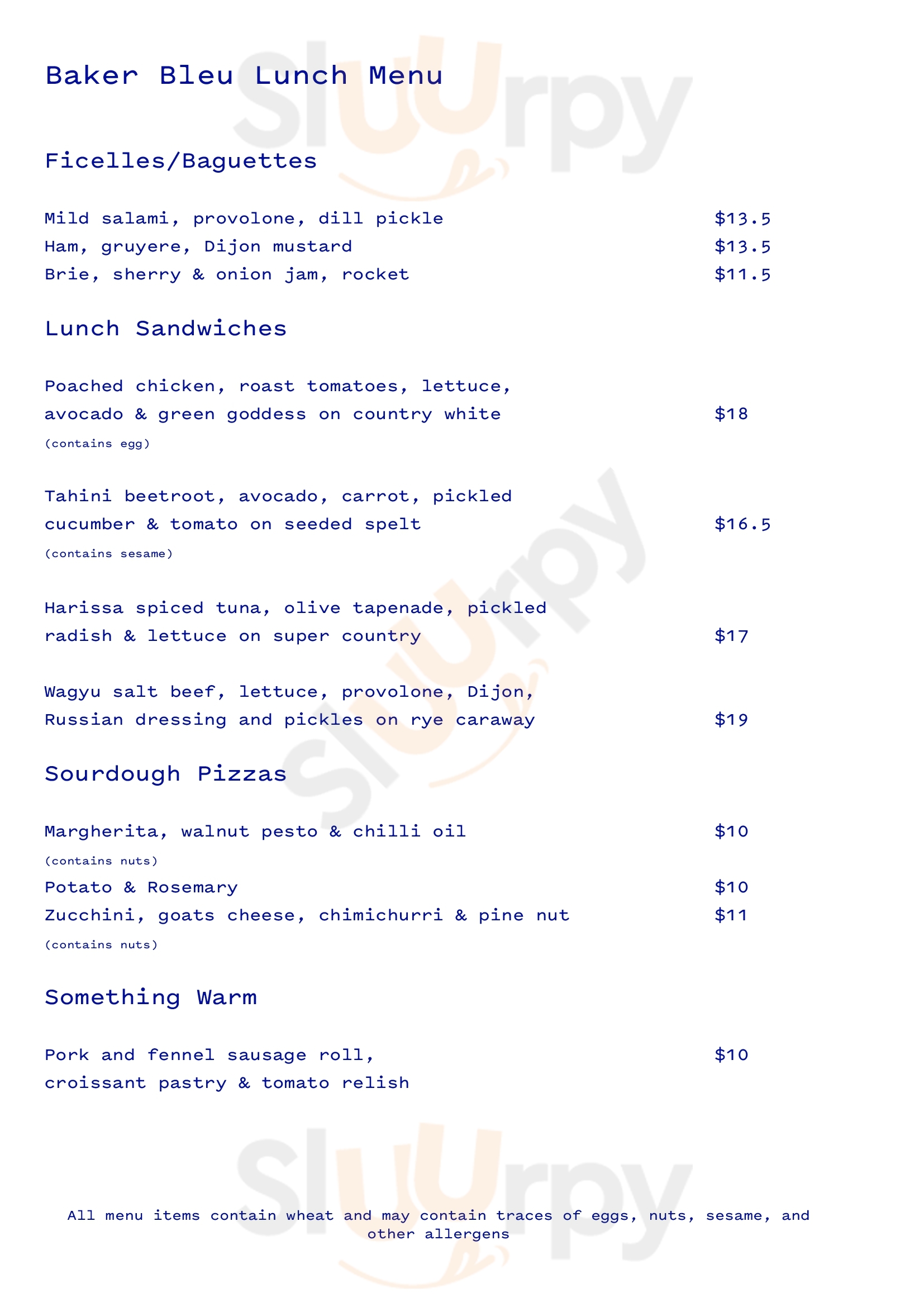 Main Menu - Baker Bleu