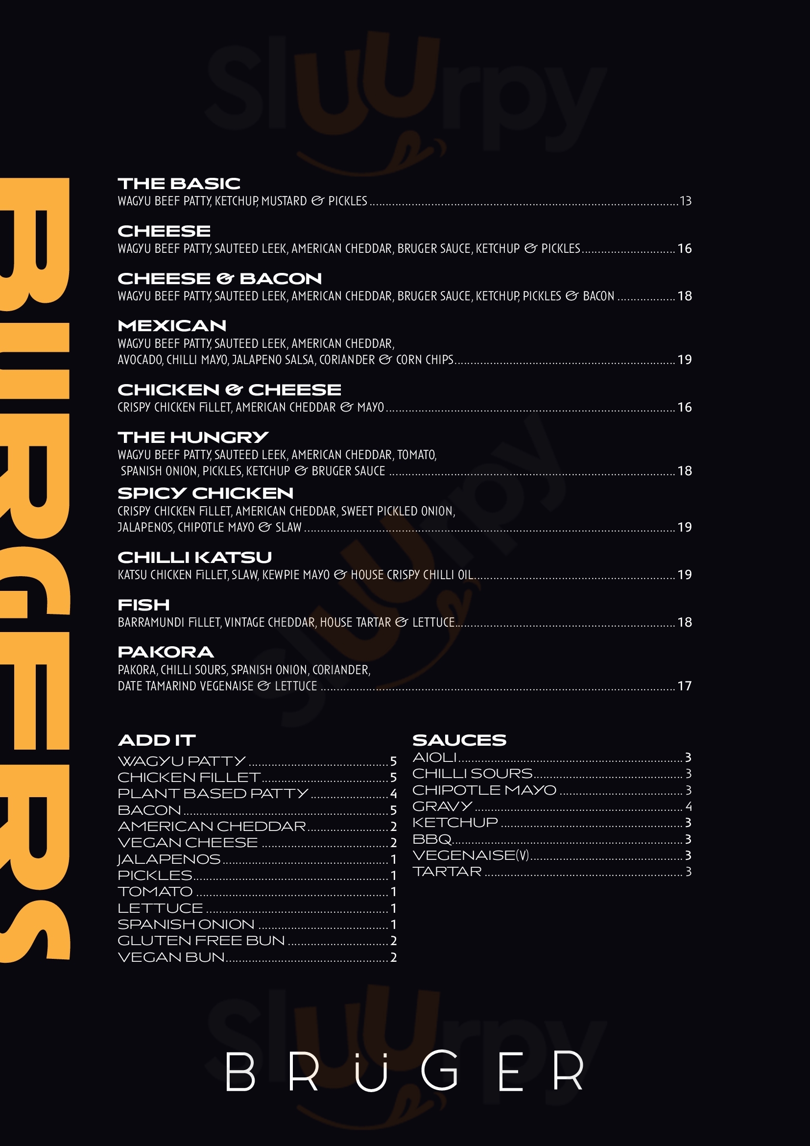 Bruger Footscray Menu - 1