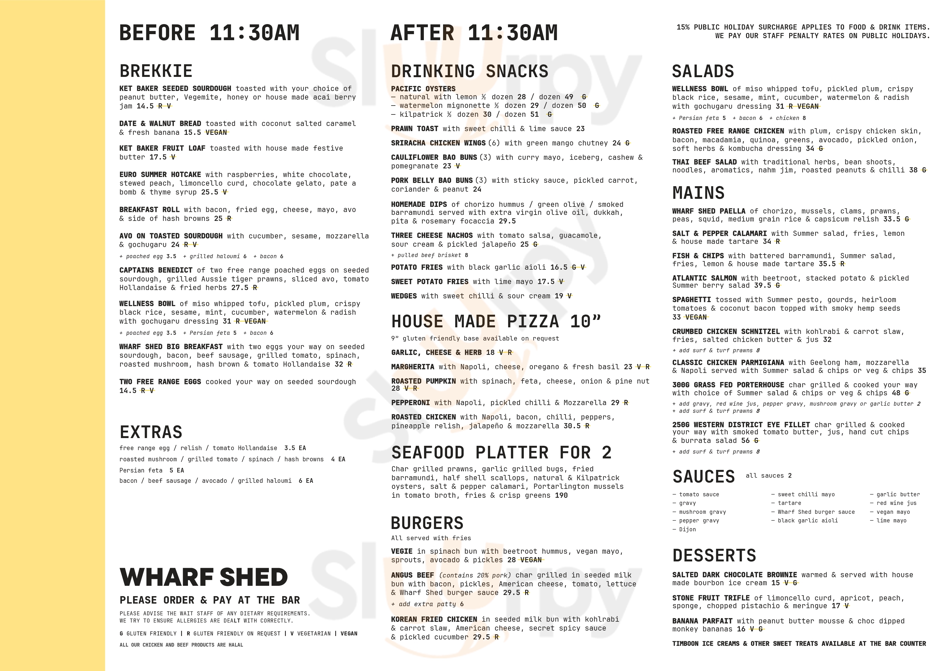 Main Menu - Wharf Shed