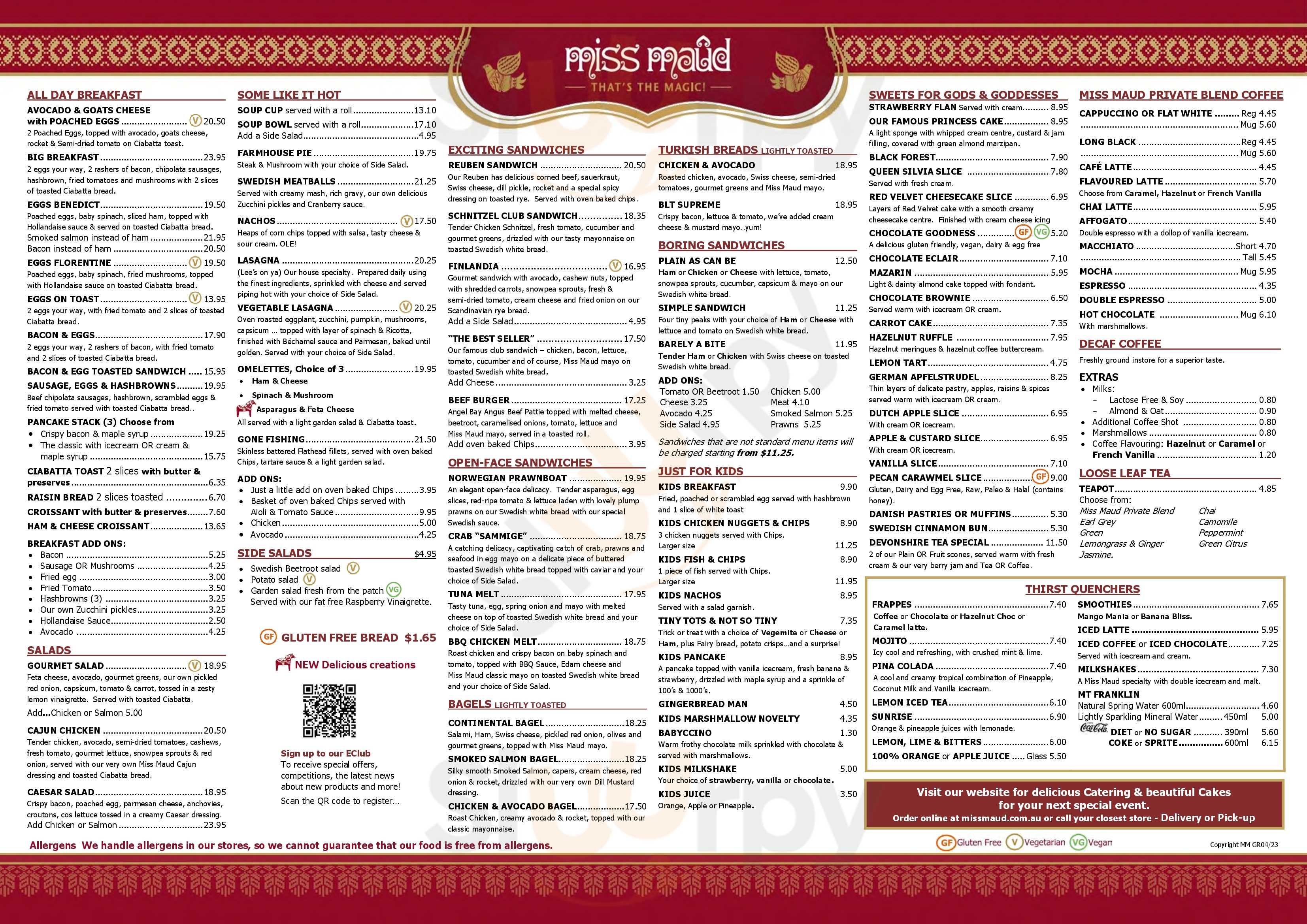 Miss Maud Karrinyup Menu - 1