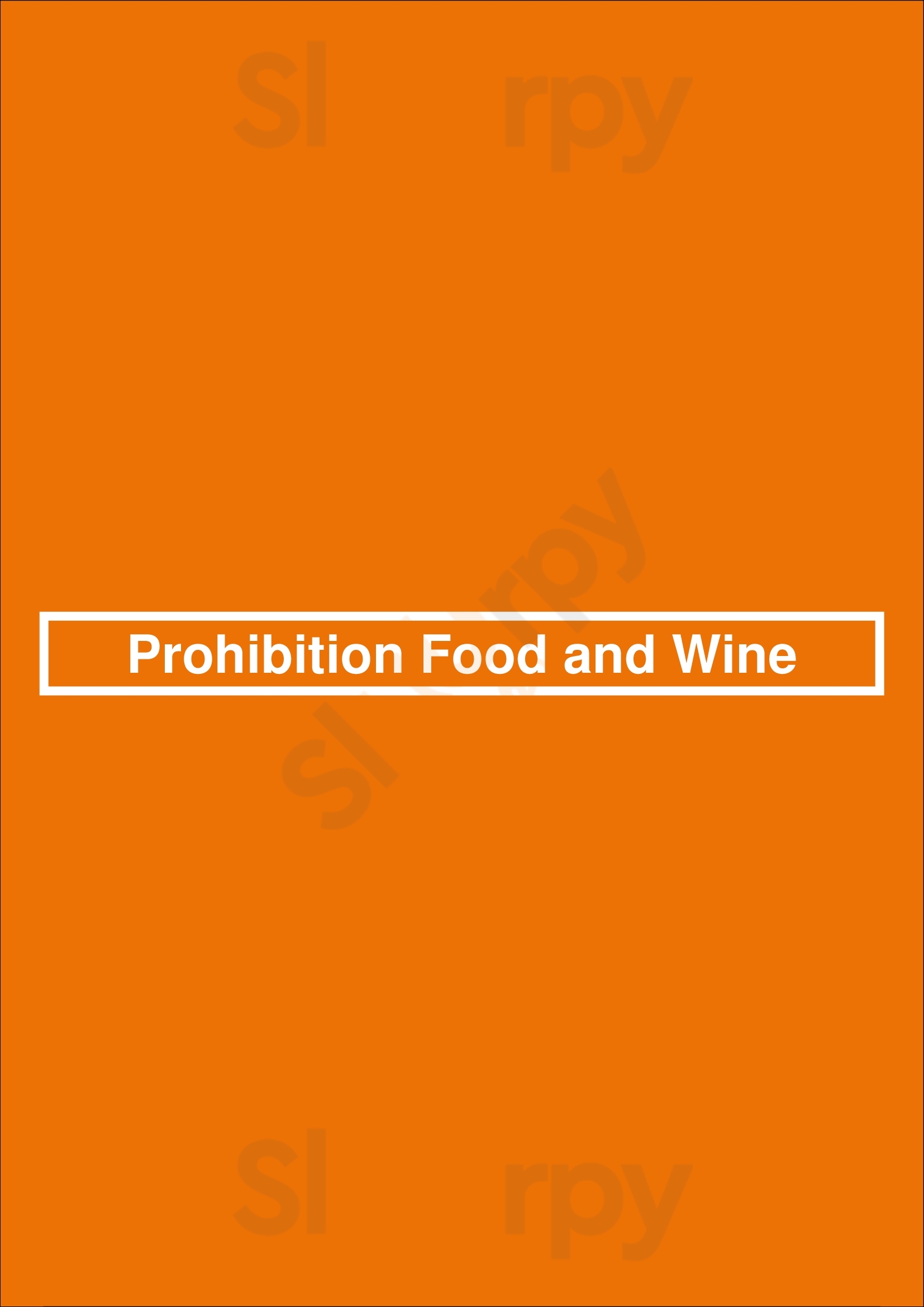 Prohibition Food And Wine Camberwell Menu - 1