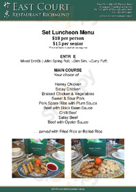 East Court Chinese Restaurant menu