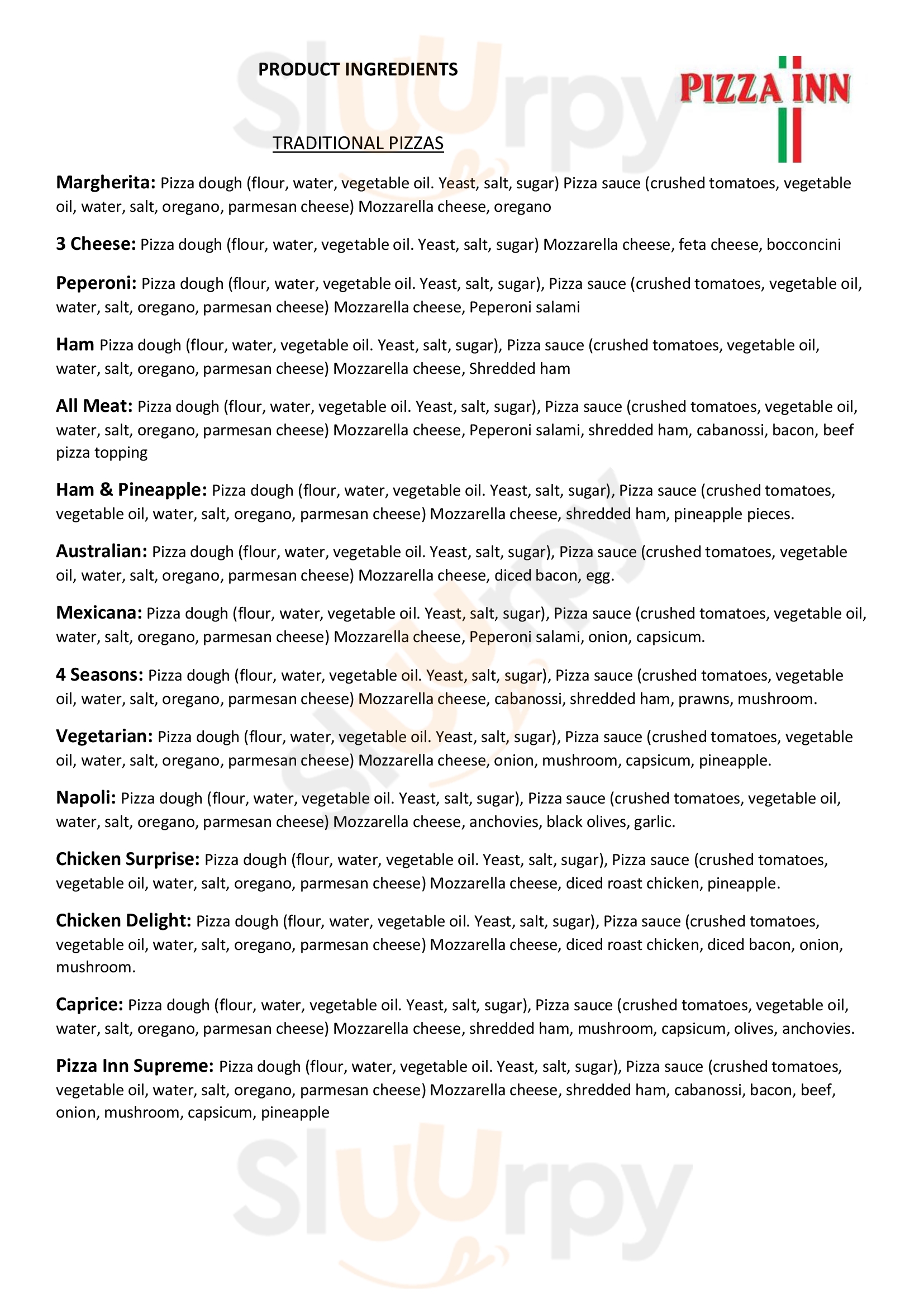 Pizza Inn Lake Macquarie Menu - 1