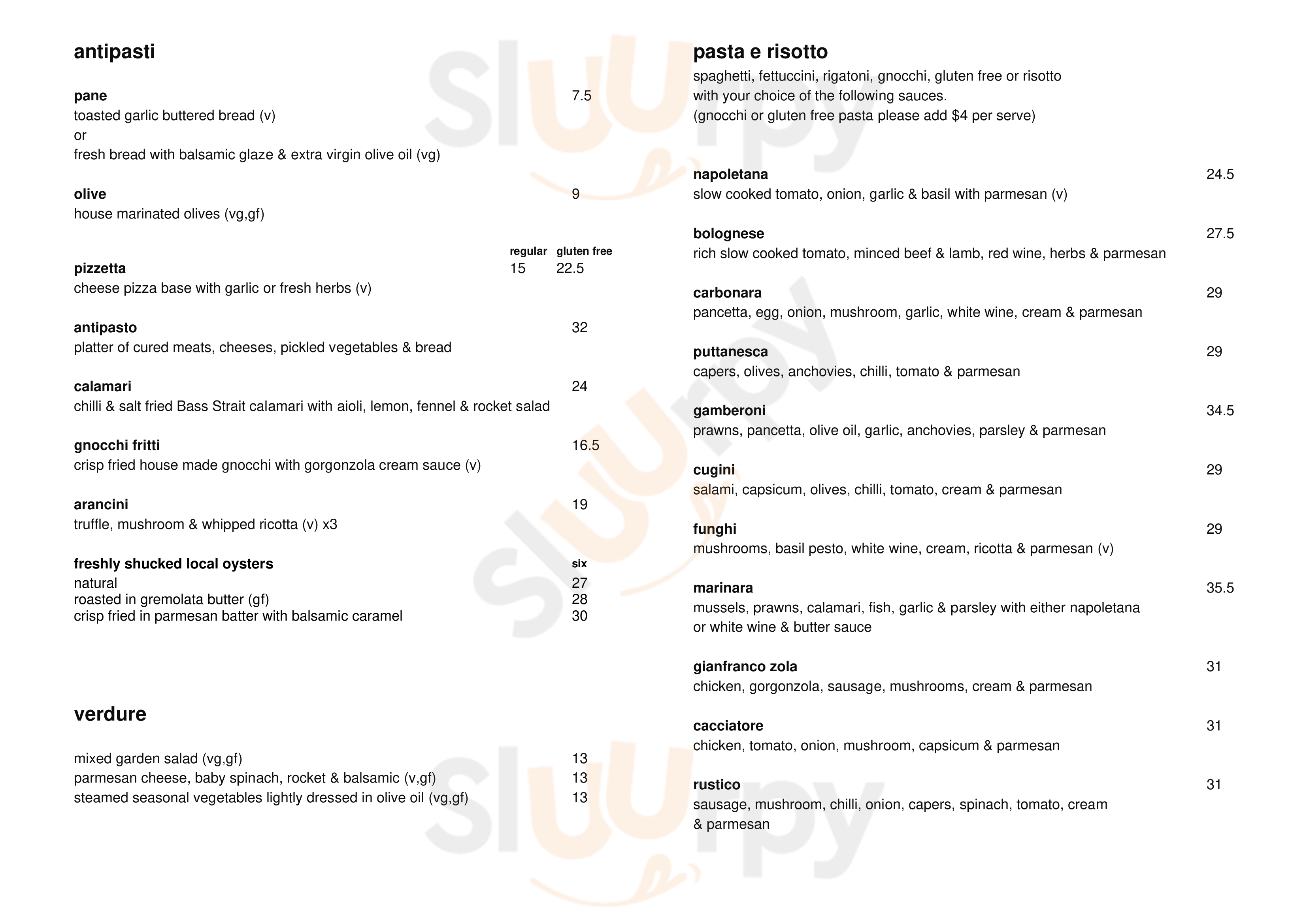 Cugini Bellerive Menu - 1