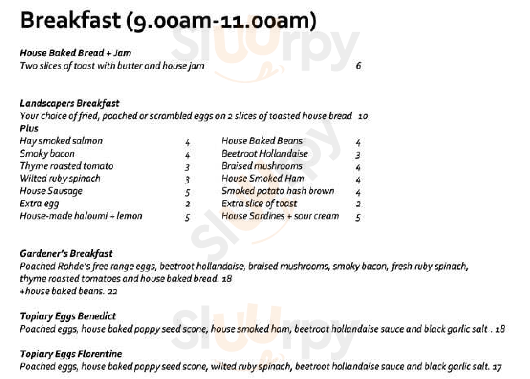 Topiary Tea Tree Gully Menu - 1