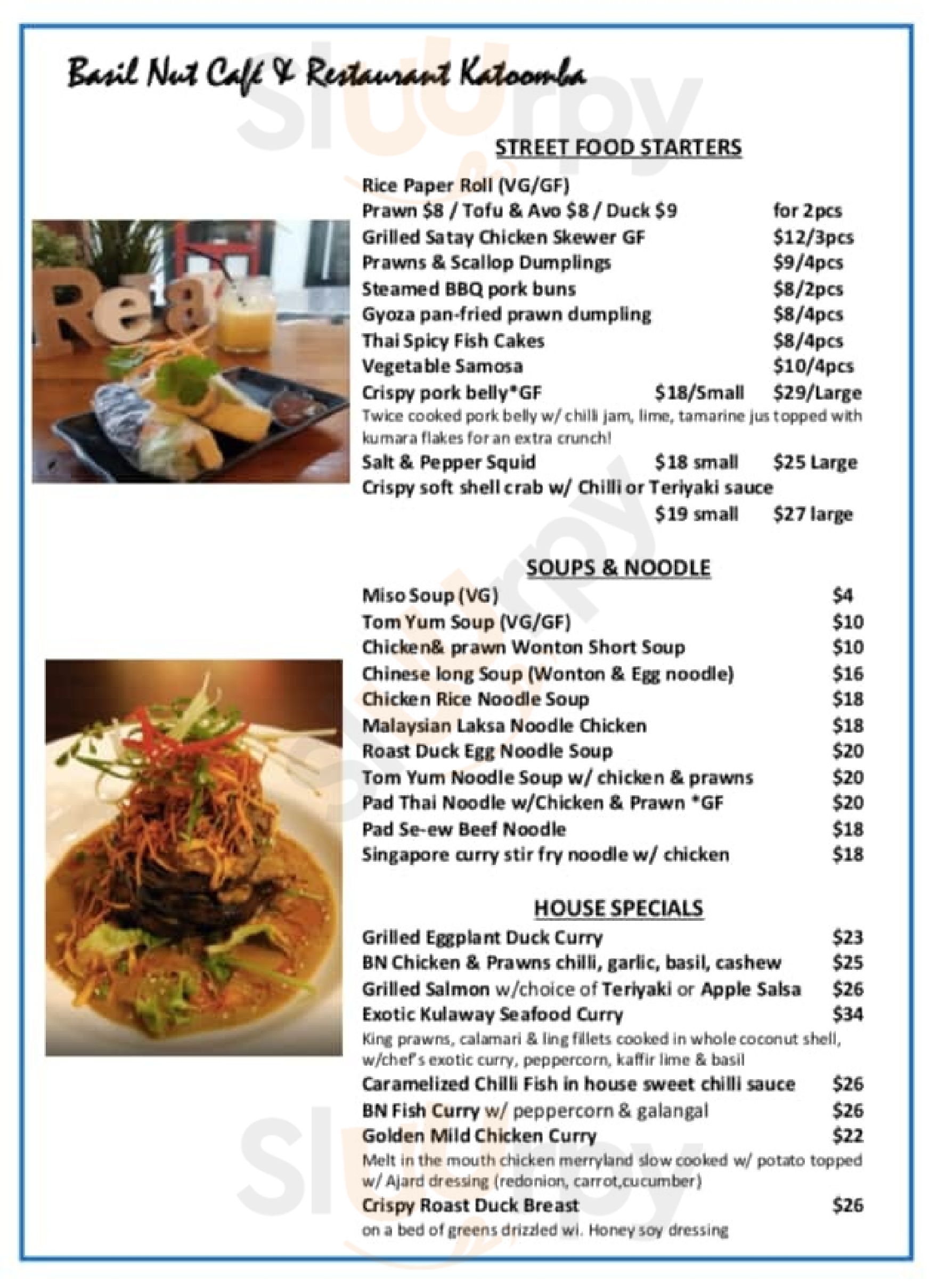 Basil Nut Cafe And Restaurant Katoomba Menu - 1