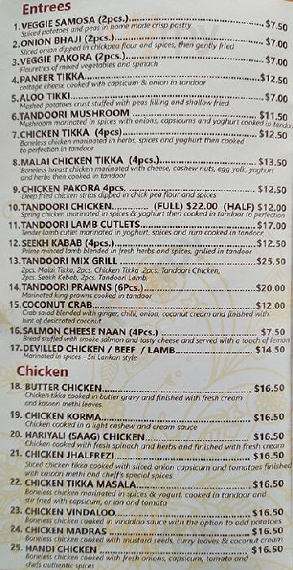Shihara's Indian Restaurant Pakenham Menu - 1