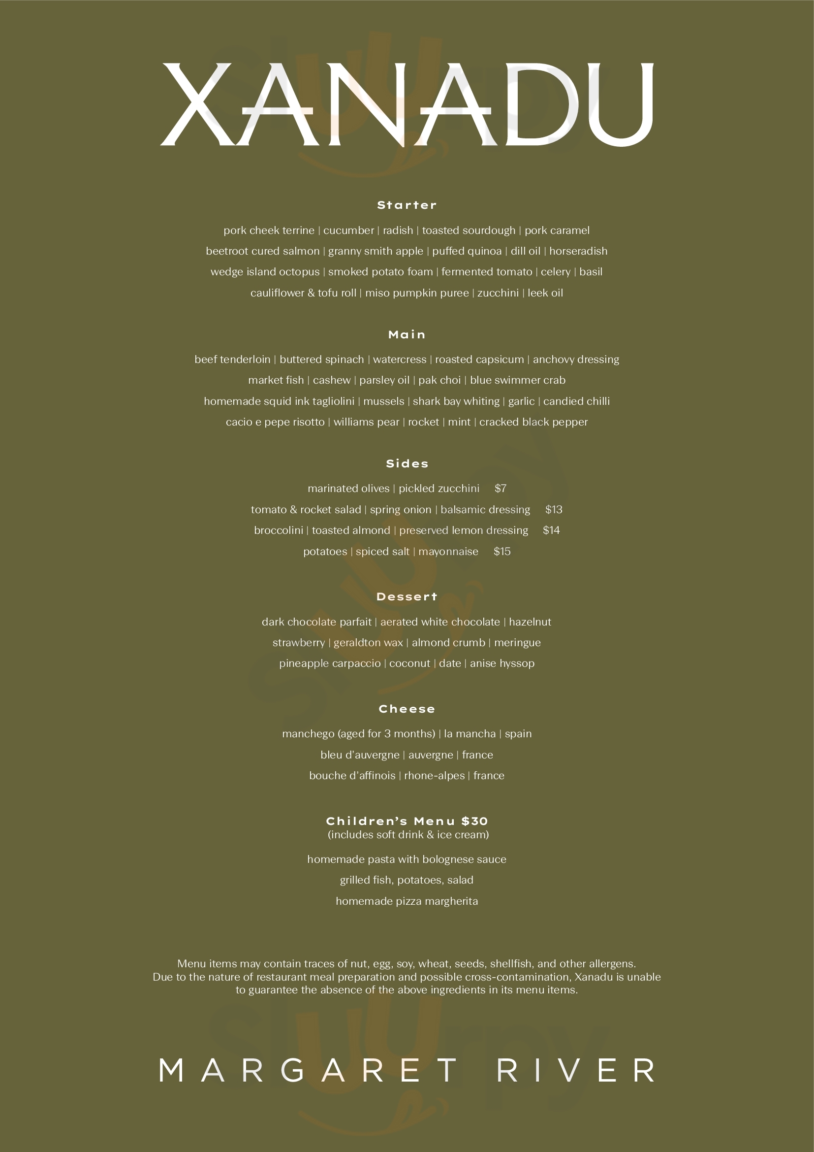 Xanadu Restaurant Margaret River Menu - 1