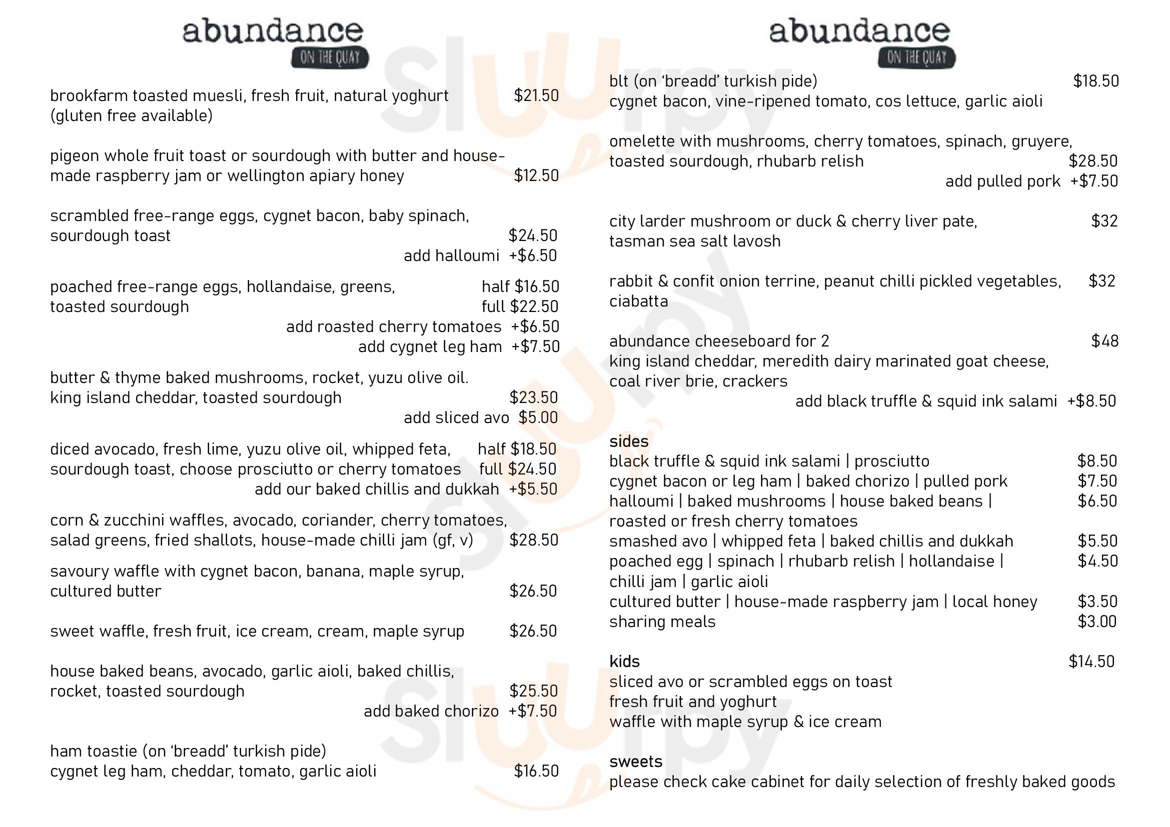 Abundance On The Quay Bellerive Menu - 1