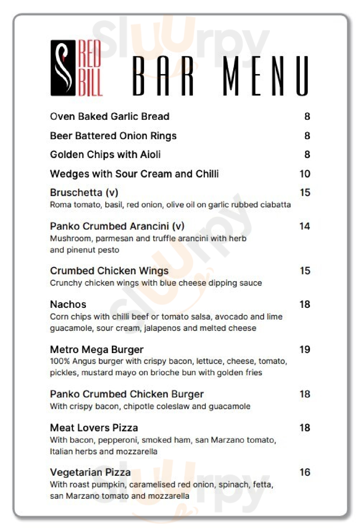 Red Bill South Perth Menu - 1