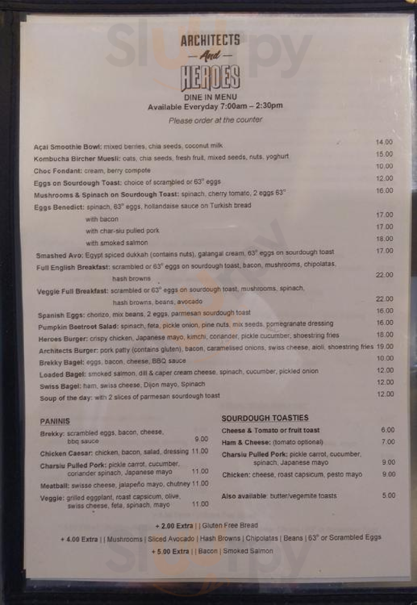Architects And Heroes Subiaco Menu - 1