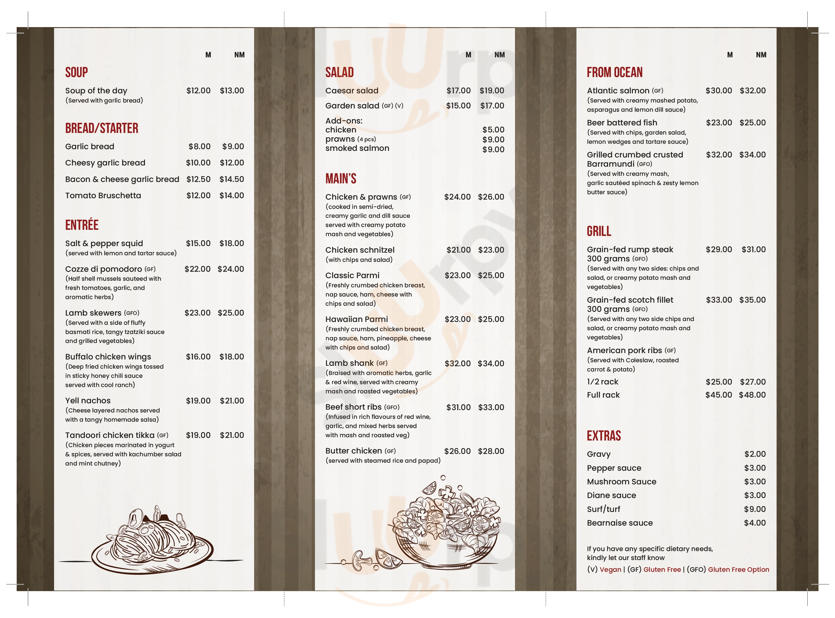 The Ex Servos Nowra Menu - 1