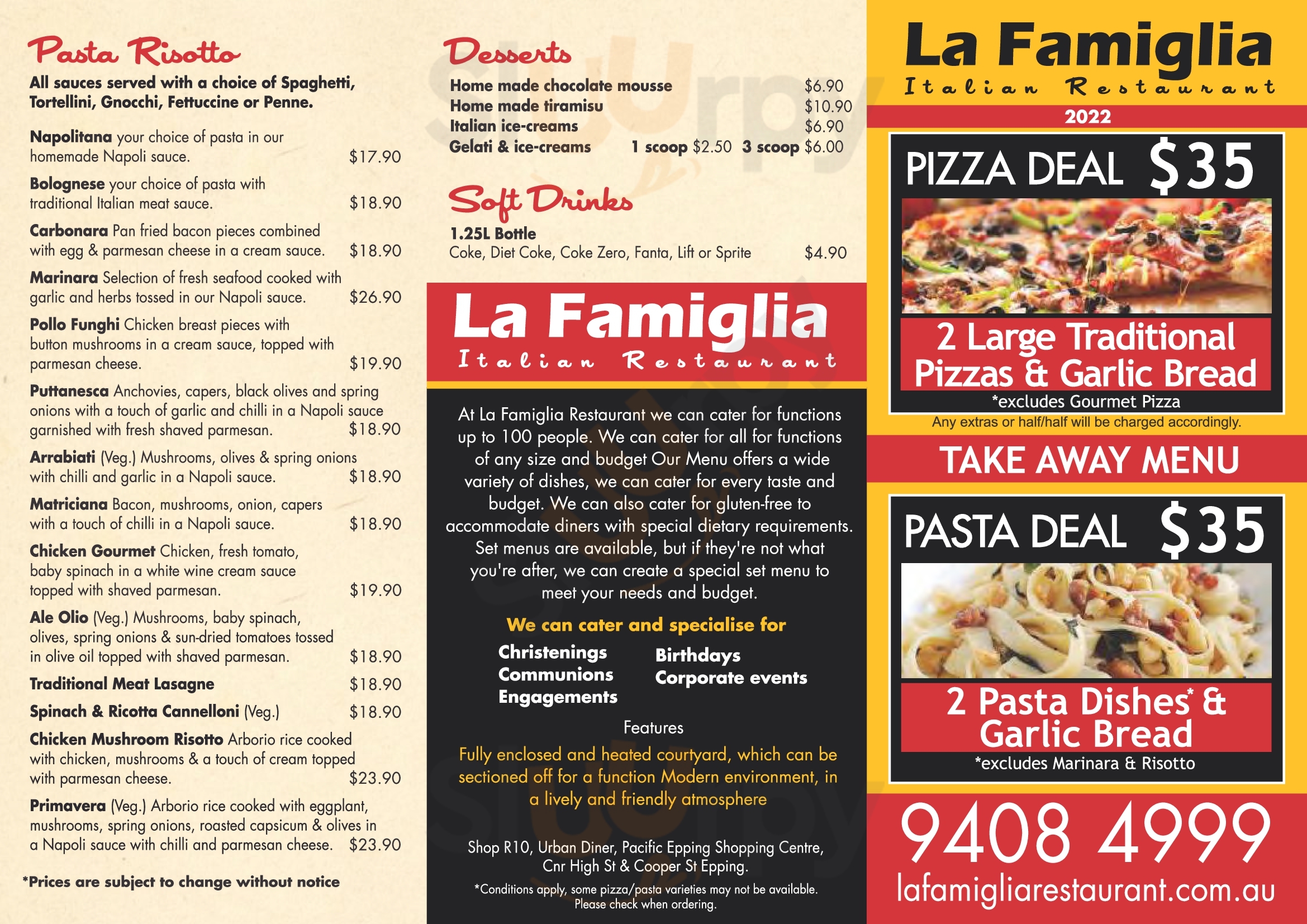 La Famiglia Epping Menu - 1