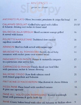 Bellissimo Cafe menu