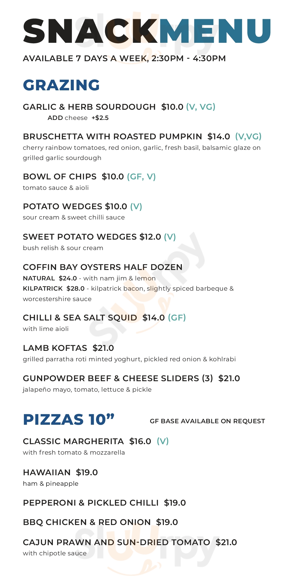 Ocean Grove Bowling Club Inc. Ocean Grove Menu - 1