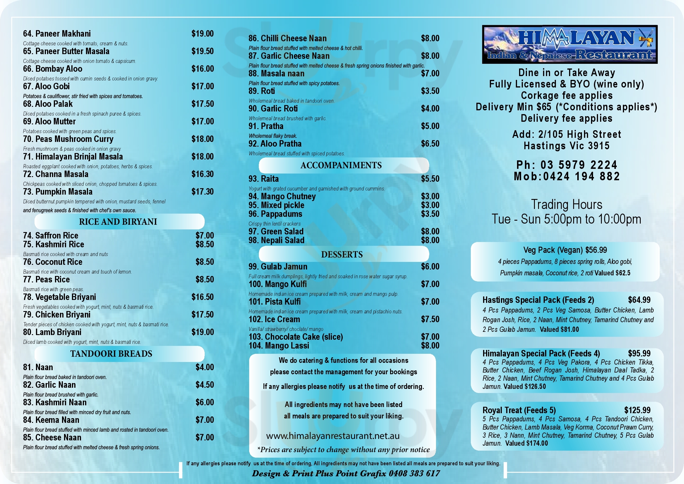 Himalayan Indian & Nepalese Restaurant Hastings Menu - 1