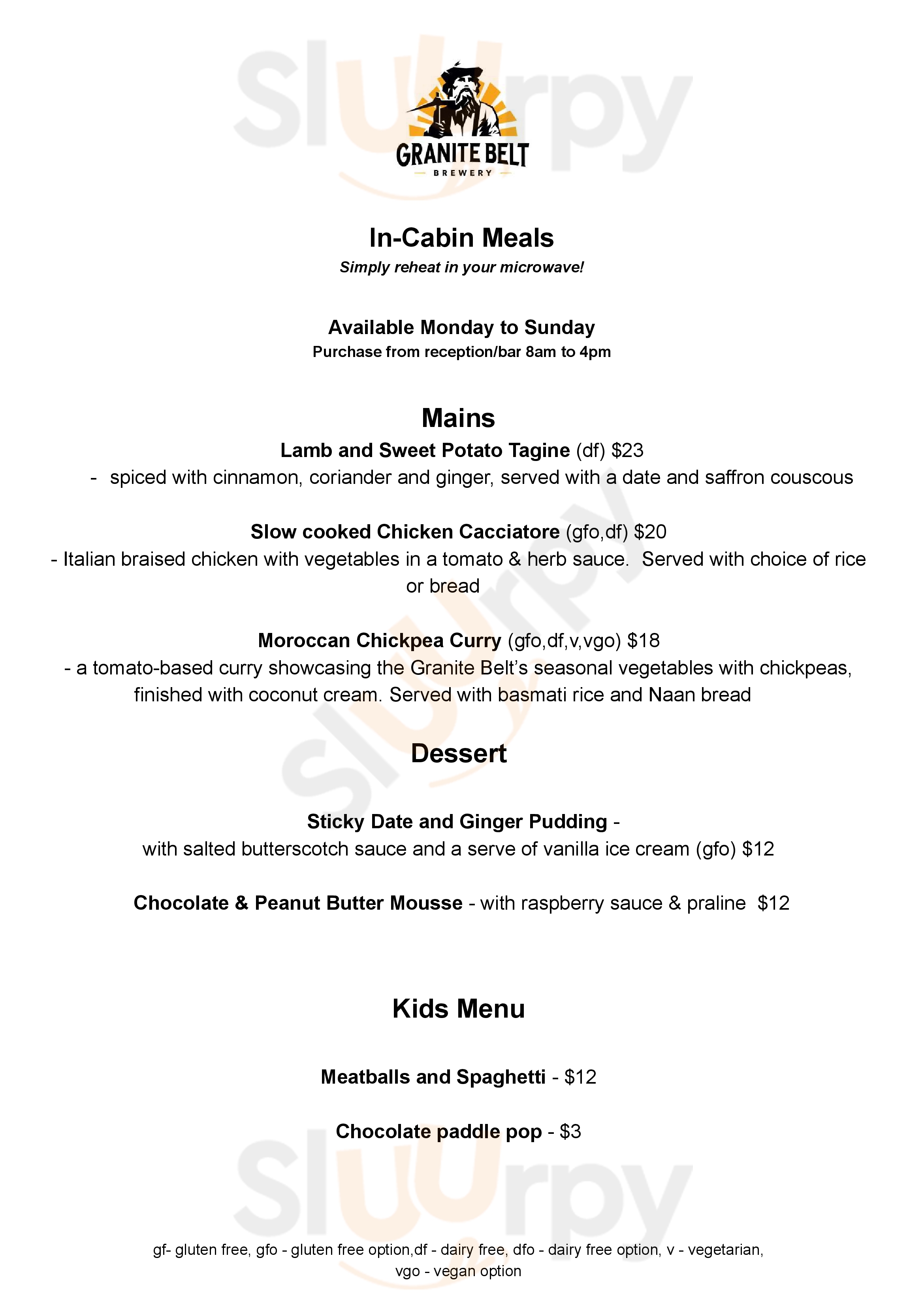 Granite Belt Brewery Stanthorpe Menu - 1