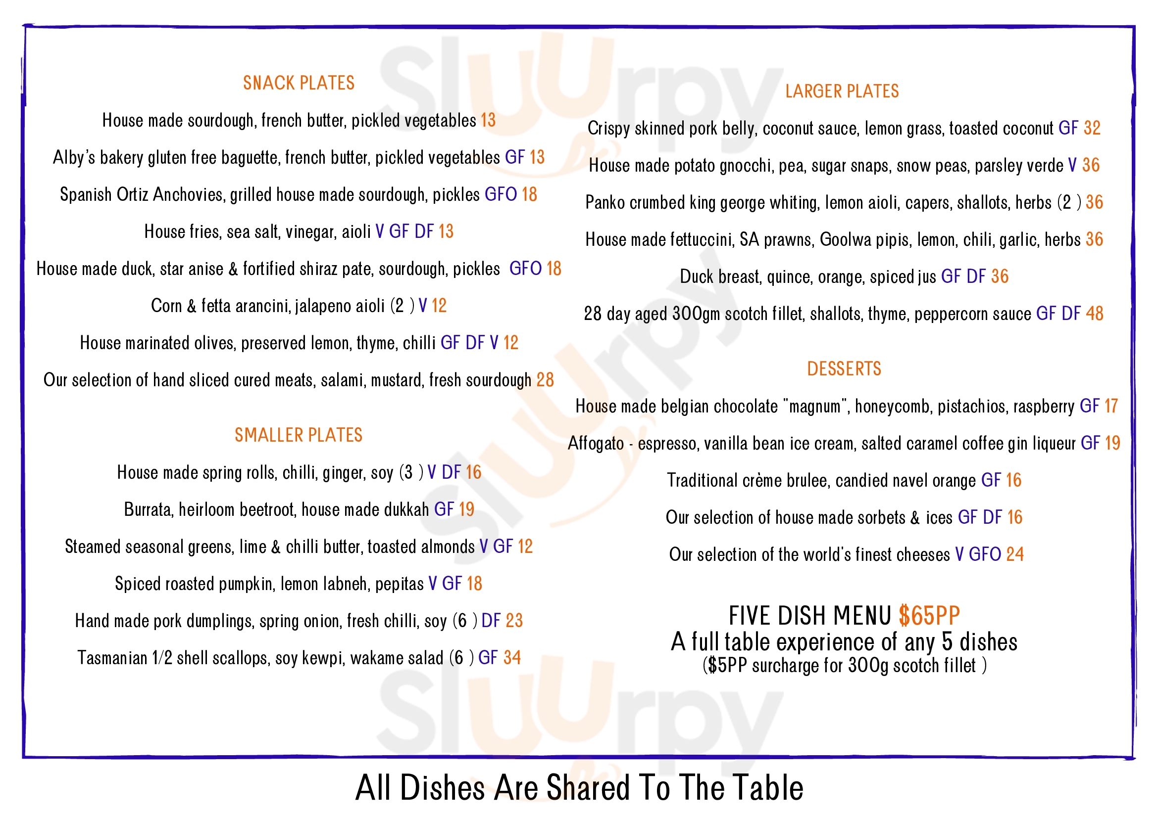 Bar:musque Tanunda Menu - 1