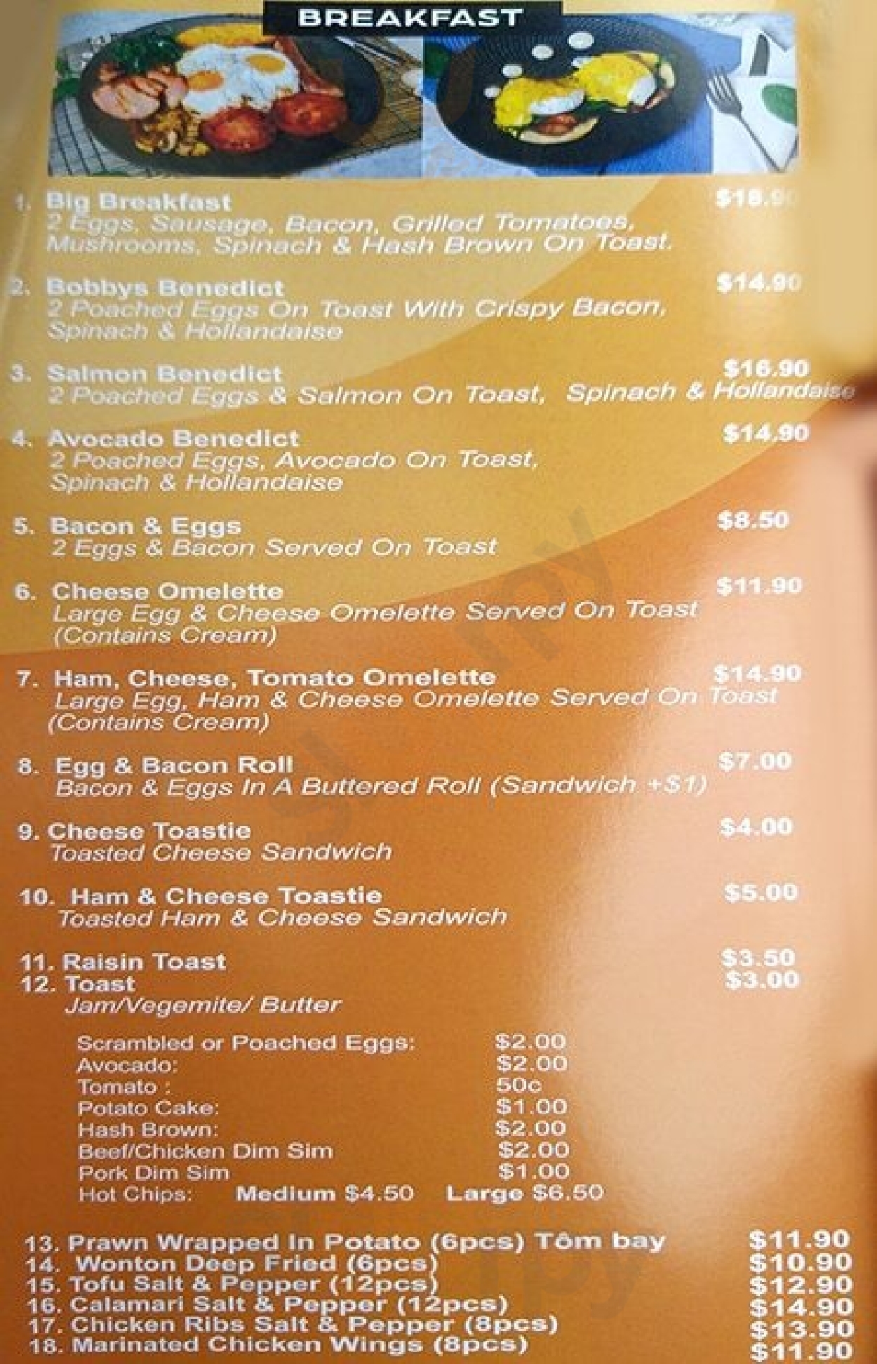 88 Place Cafe Men Campbellfield Main Menu Sluurpy