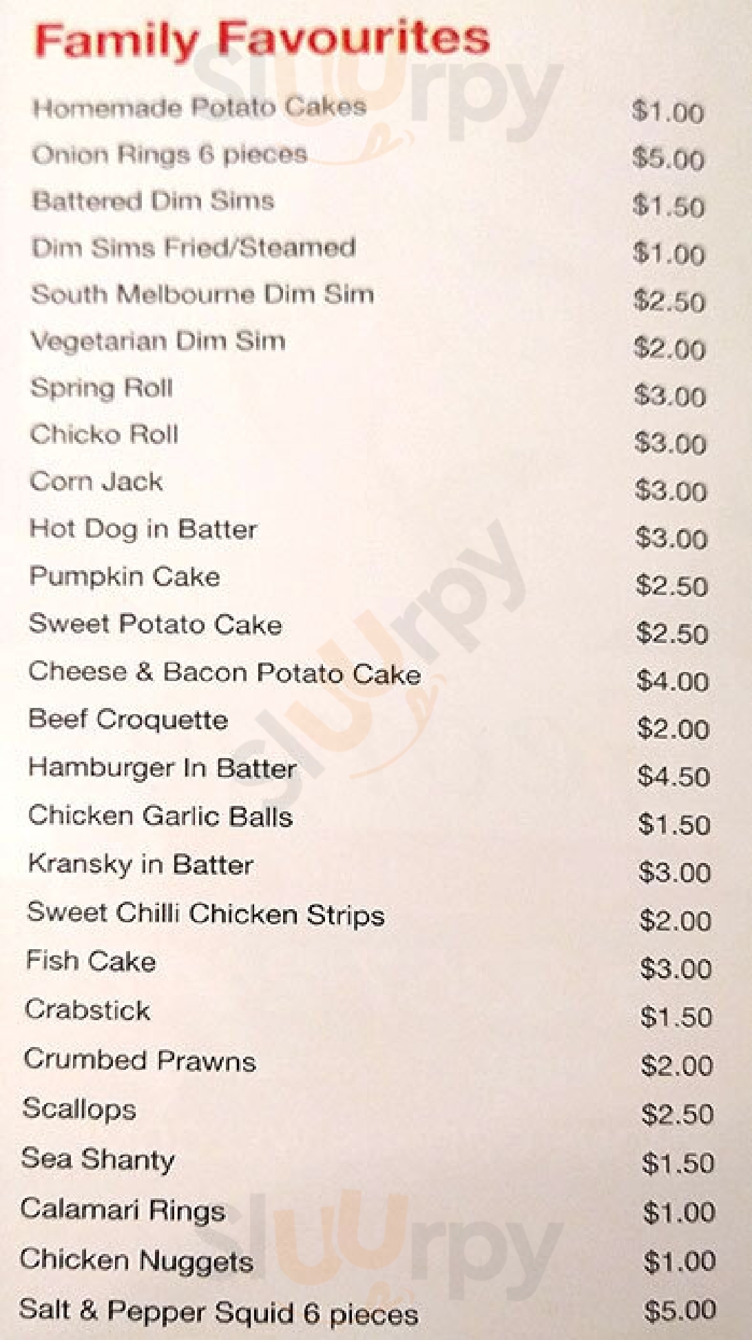 Georges Fish & Chip Shop Bacchus Marsh Menu - 1