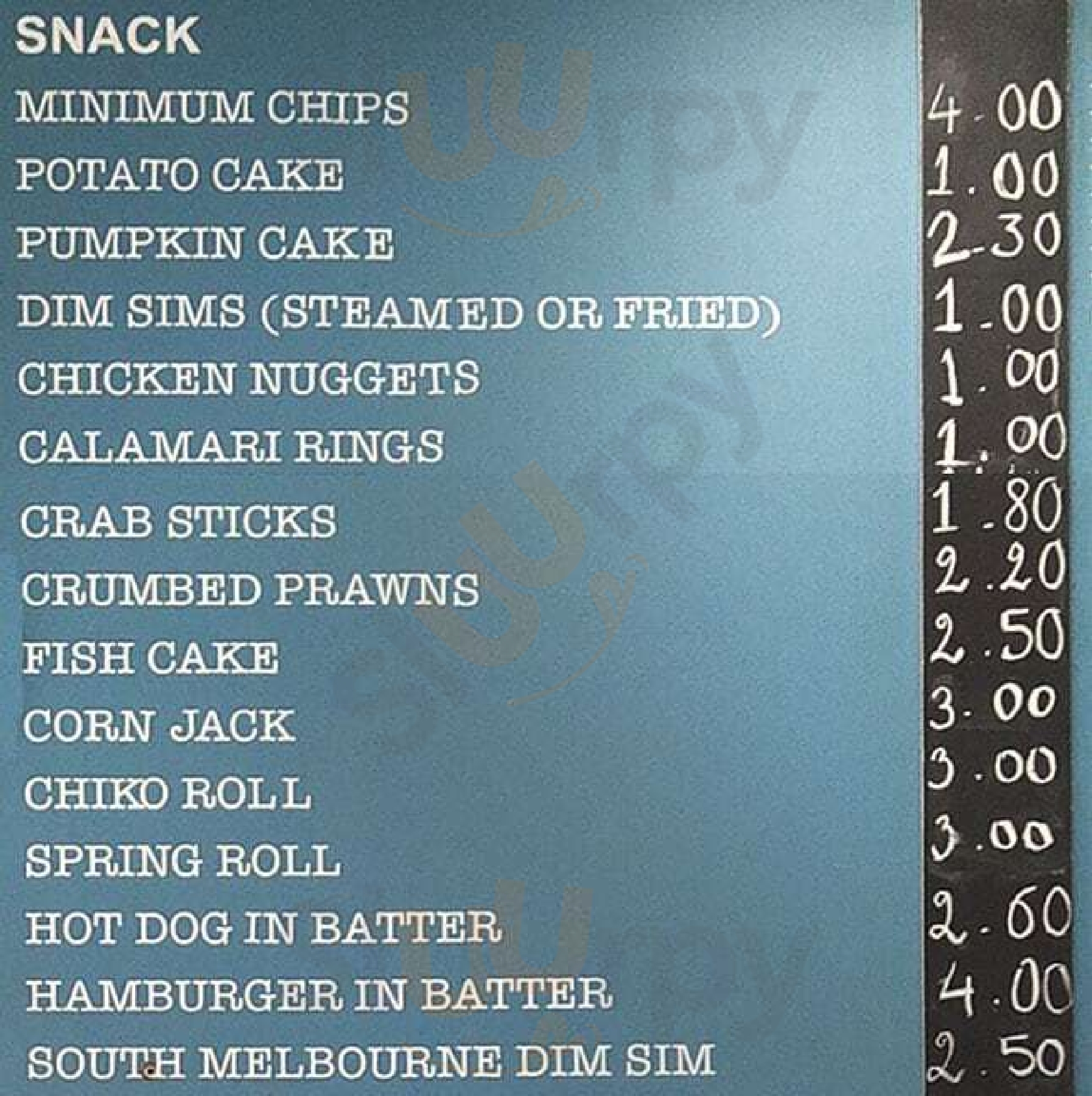 Jimmy's Fish Shop Bacchus Marsh Menu - 1