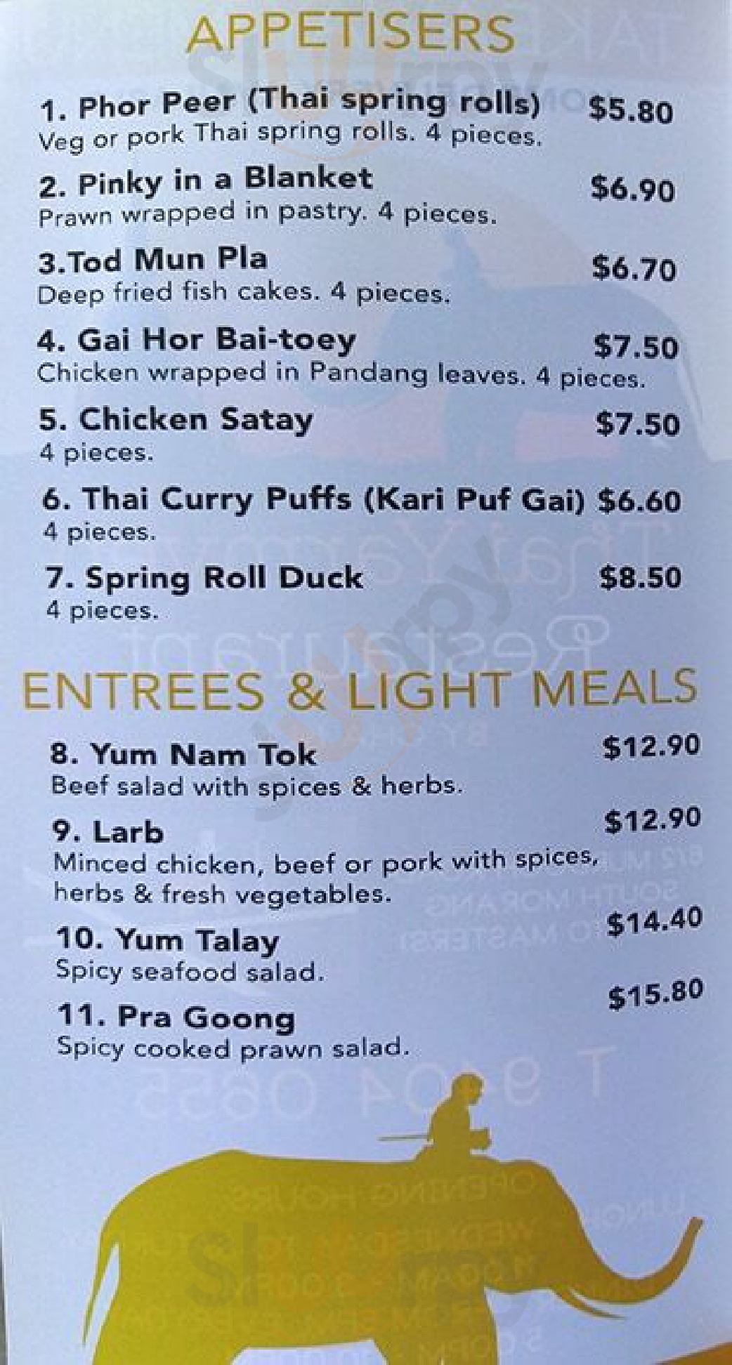 Thai Yarmyen South Morang Menu - 1