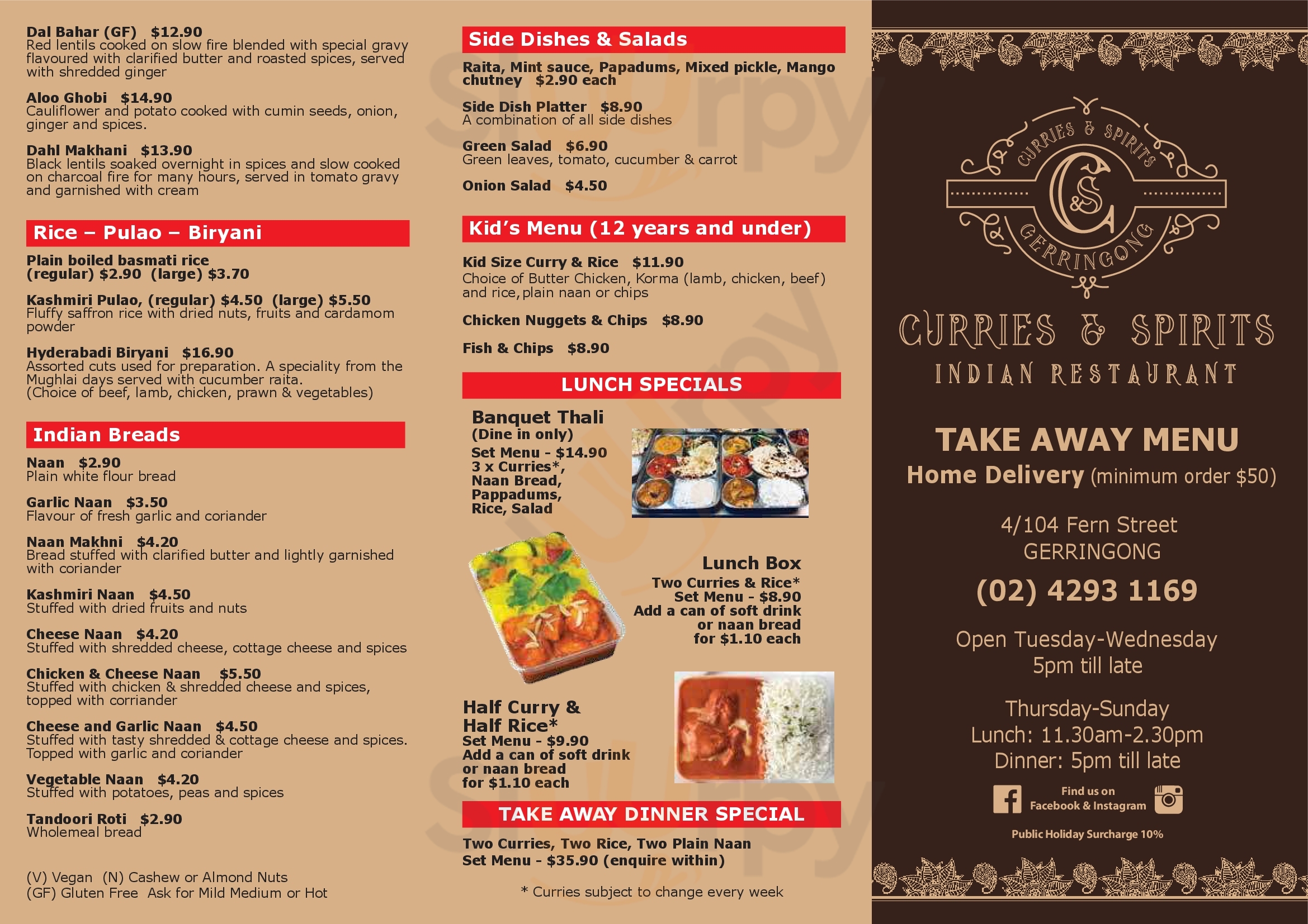 Curries & Spirits Gerringong Menu - 1