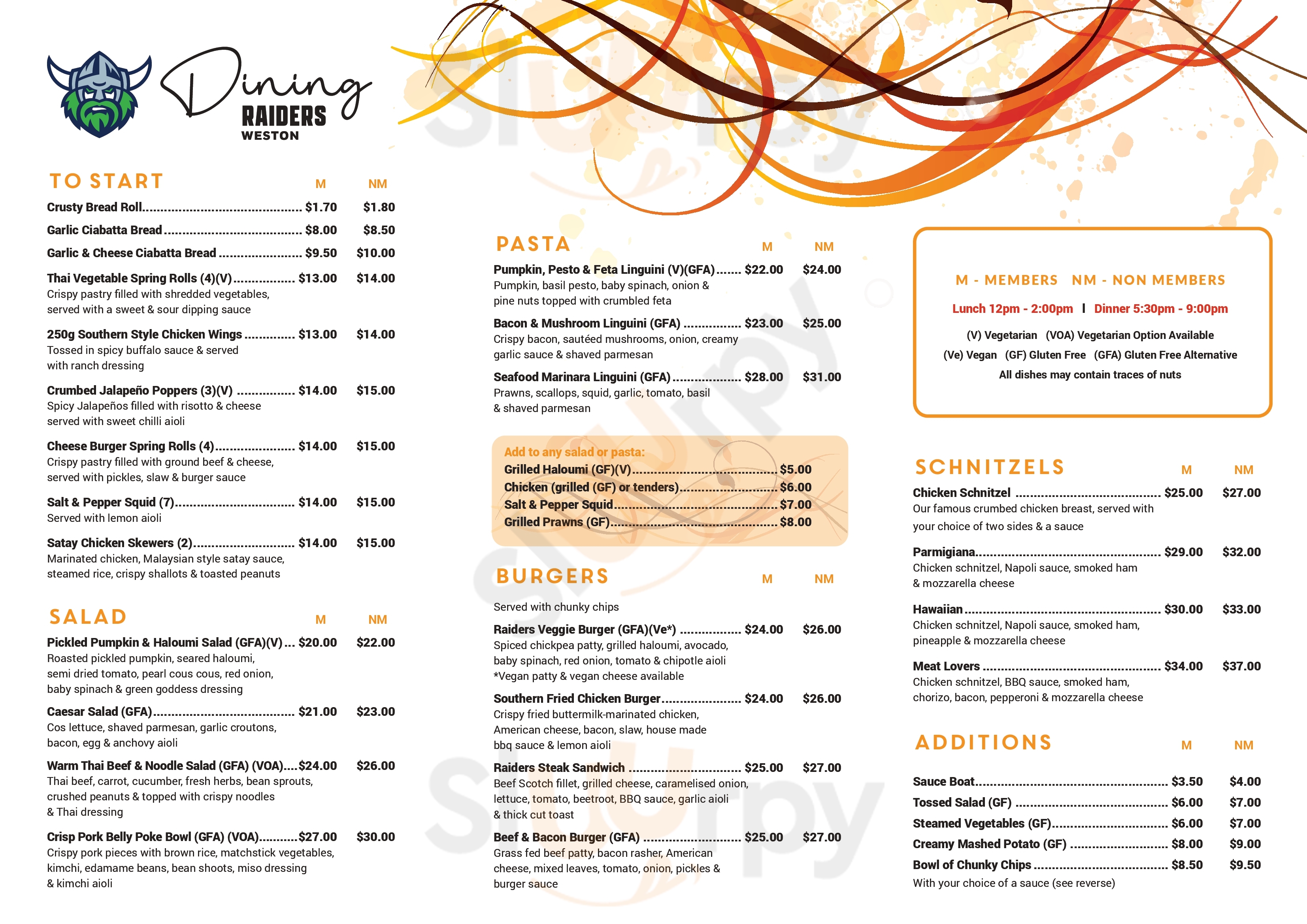 Raiders Weston Weston Menu - 1