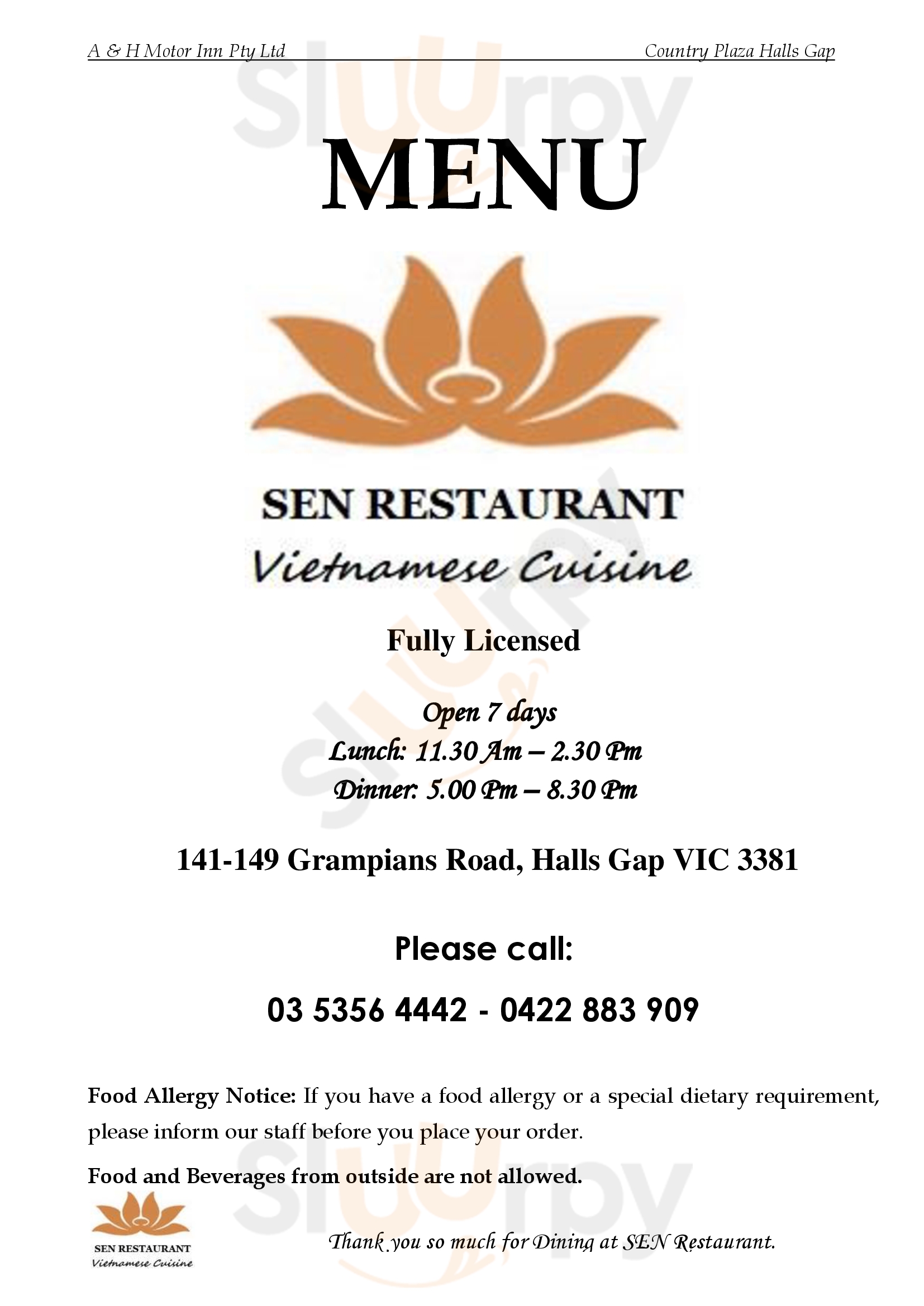 Darcy's Halls Gap Menu - 1