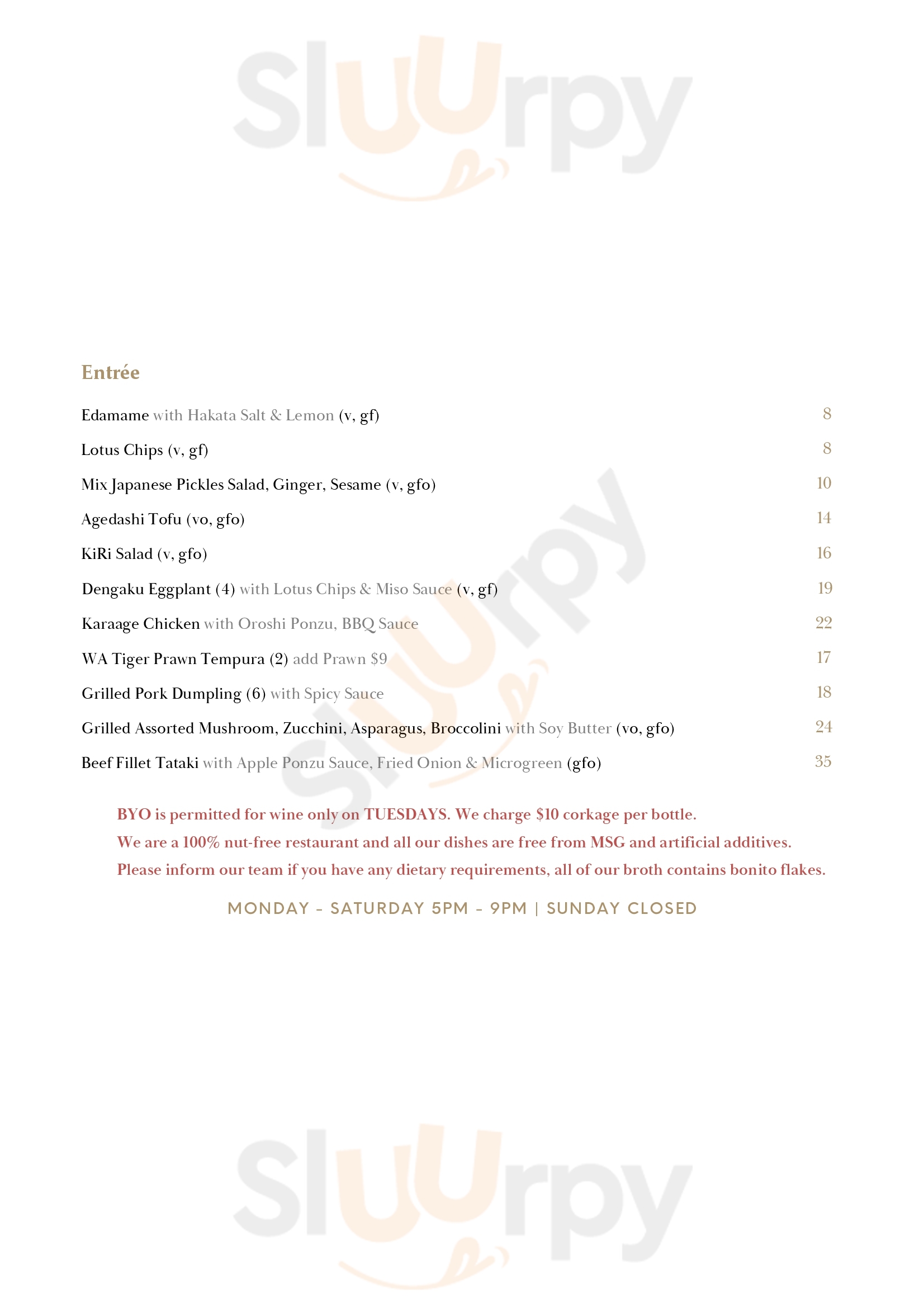 Kiri Shenton Park Menu - 1