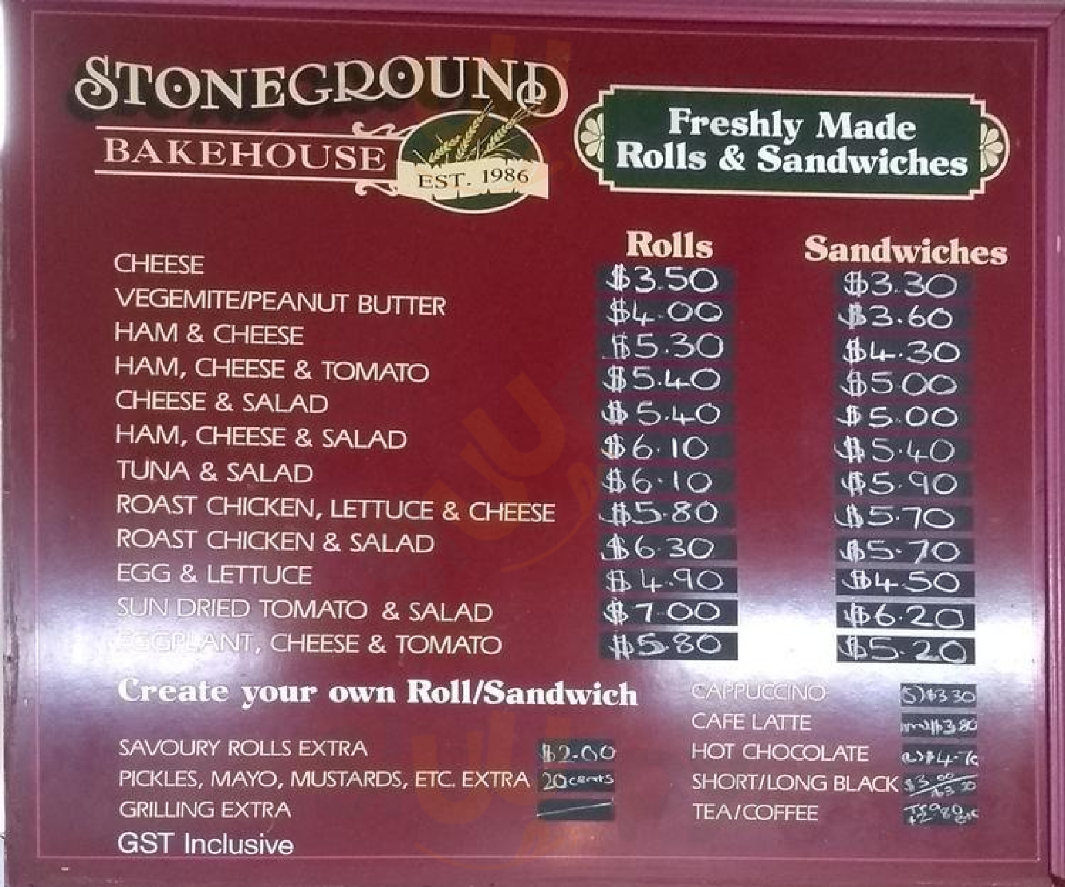 Stoneground Bakehouse Hurstbridge Menu - 1