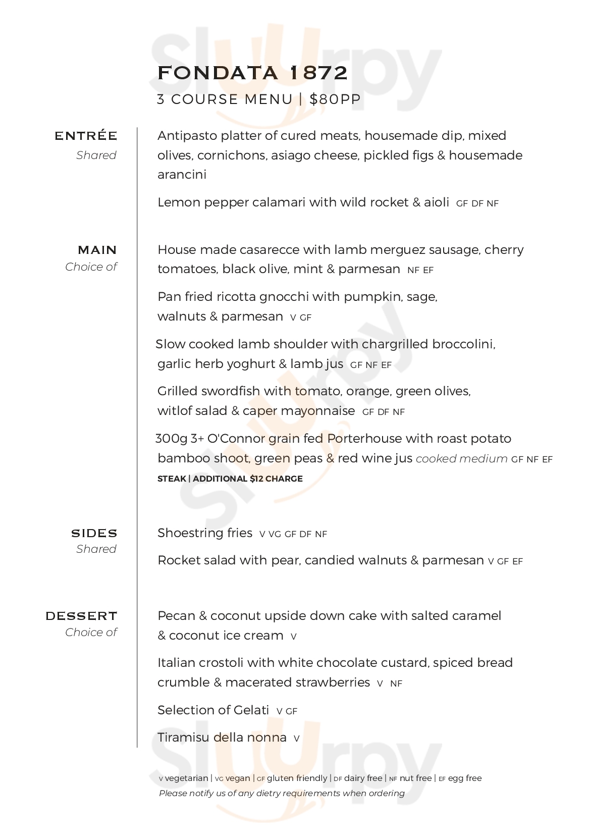 Fondata 1872 Kangaroo Ground Menu - 1