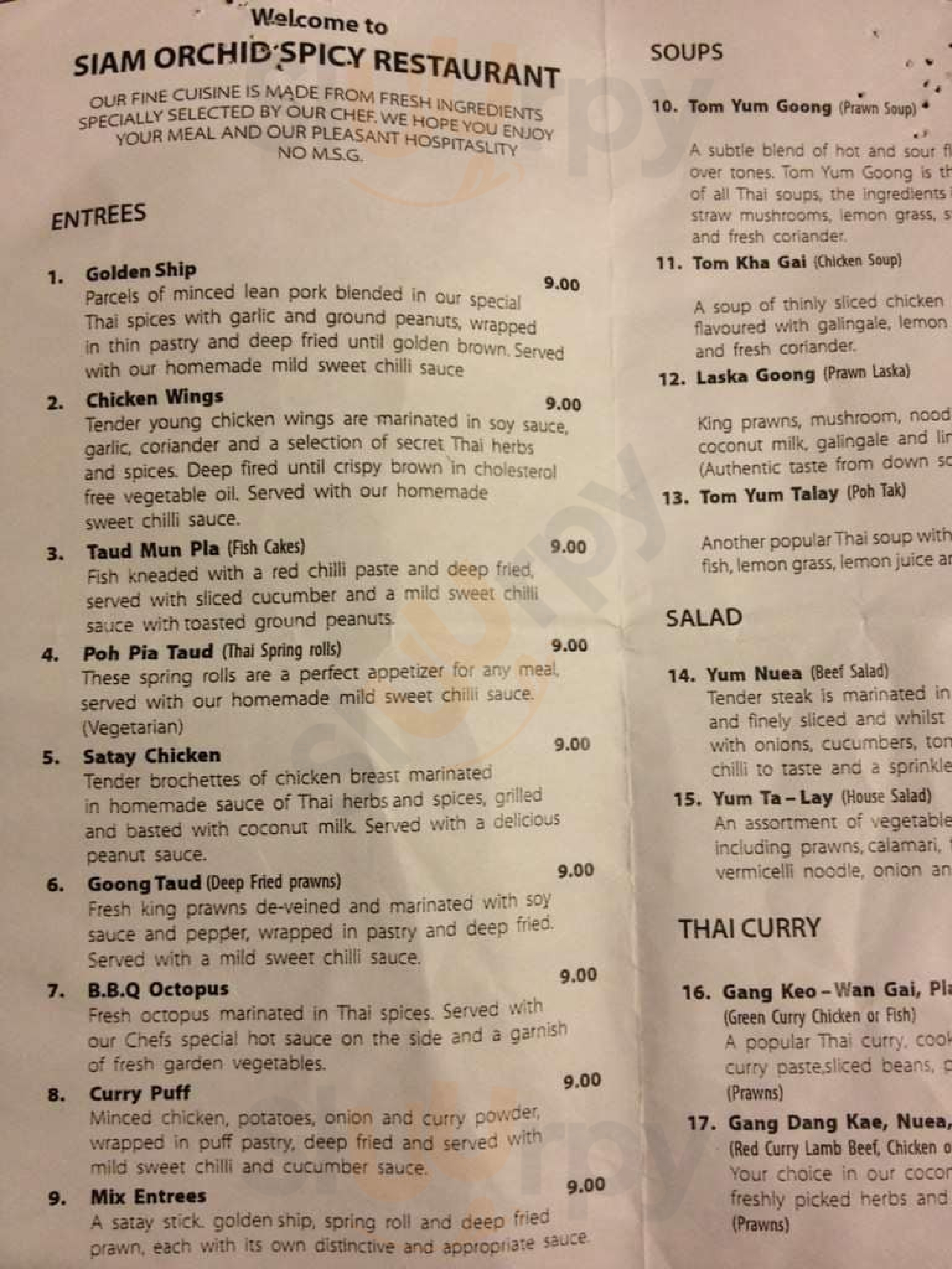 Siam Orchid Spicy Stratford Menu - 1