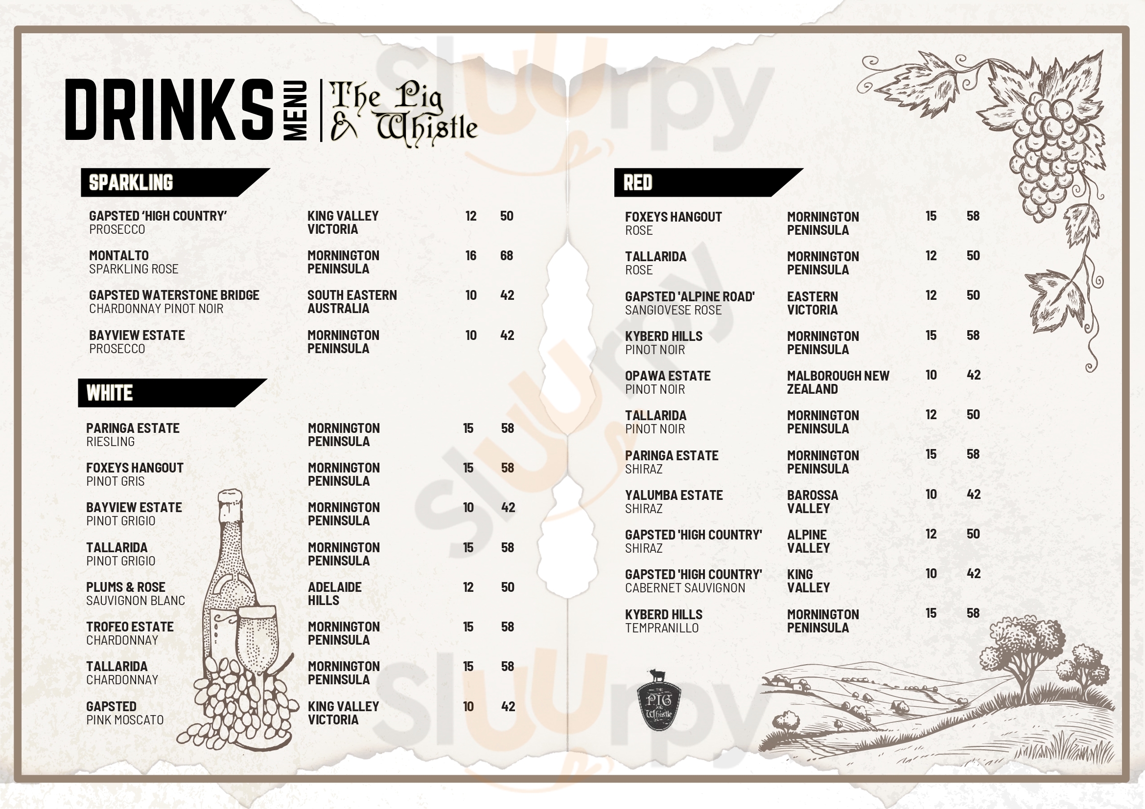 The Pig & Whistle Main Ridge Main Ridge Menu - 1