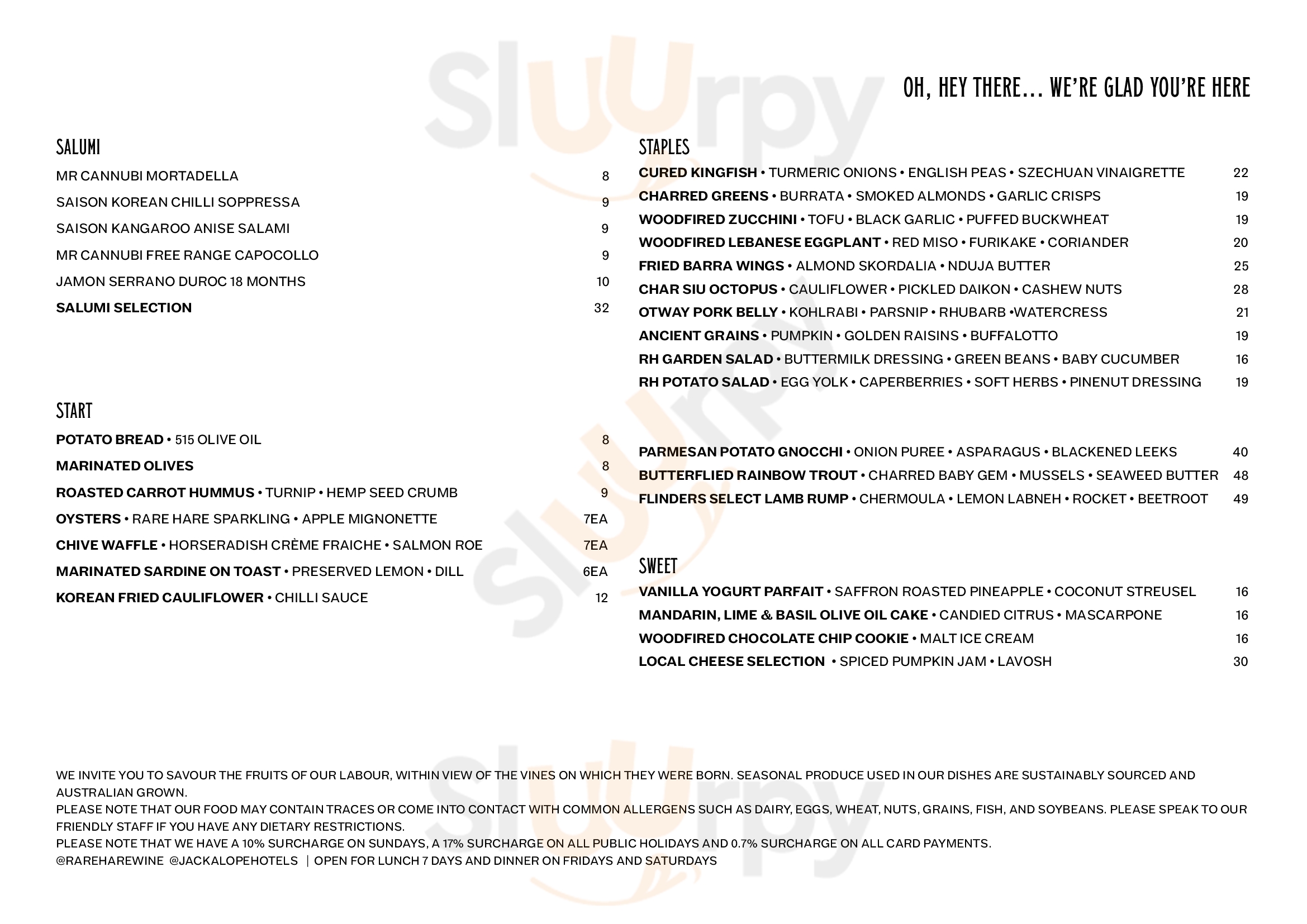 Rare Hare At Ll Vineyard Merricks North Menu - 1