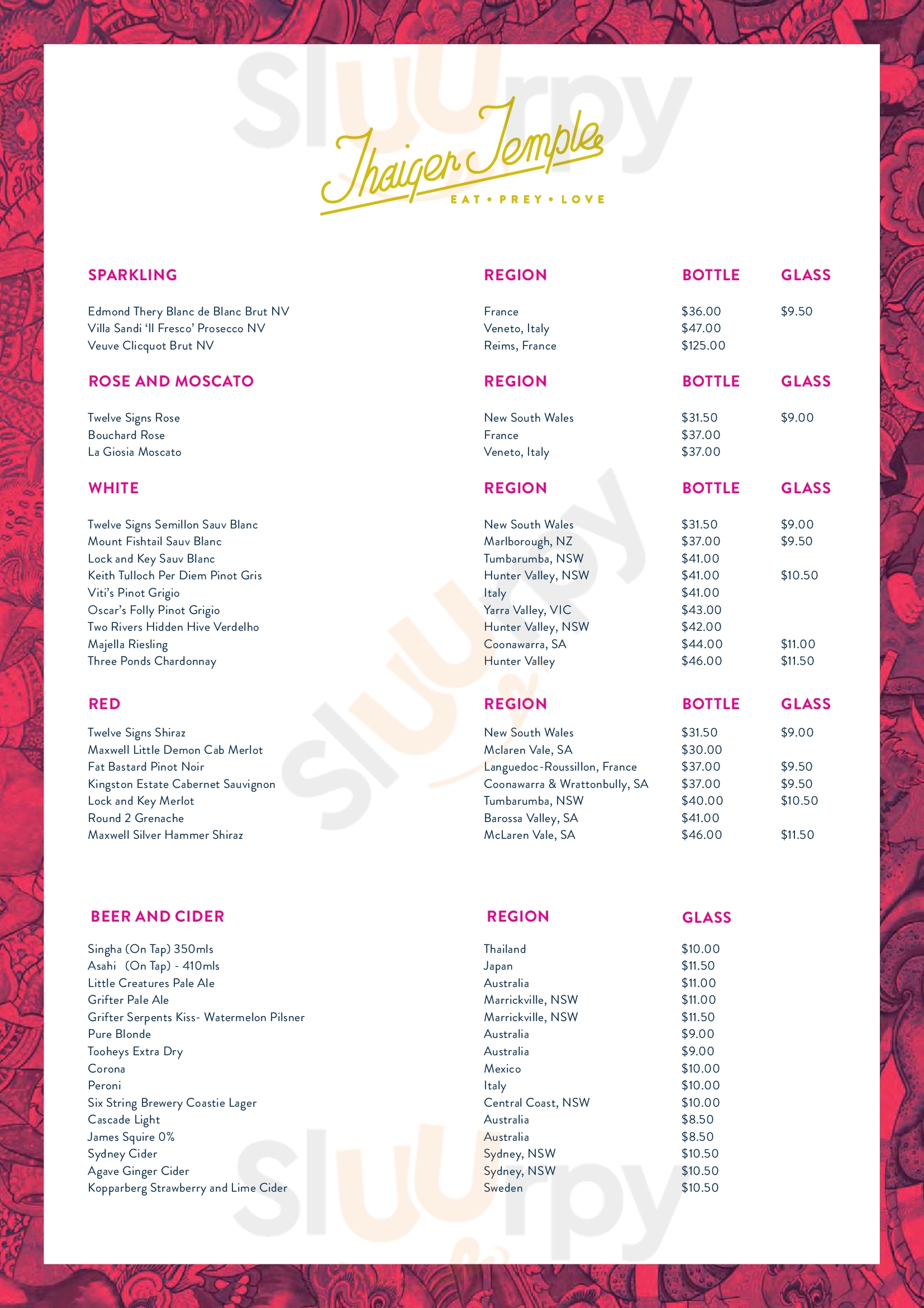 Thaiger Temple Terrigal Menu - 1