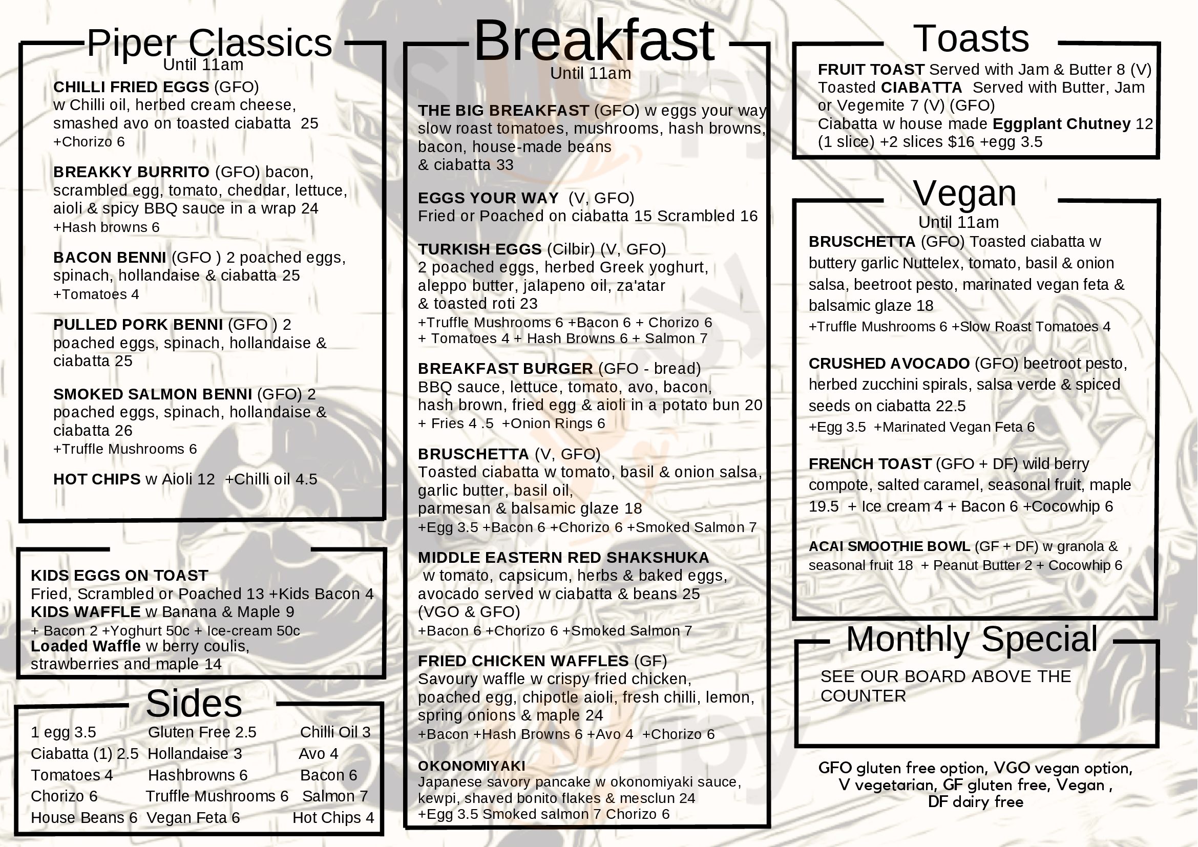 Piper Lane Cafe Geraldton Menu - 1