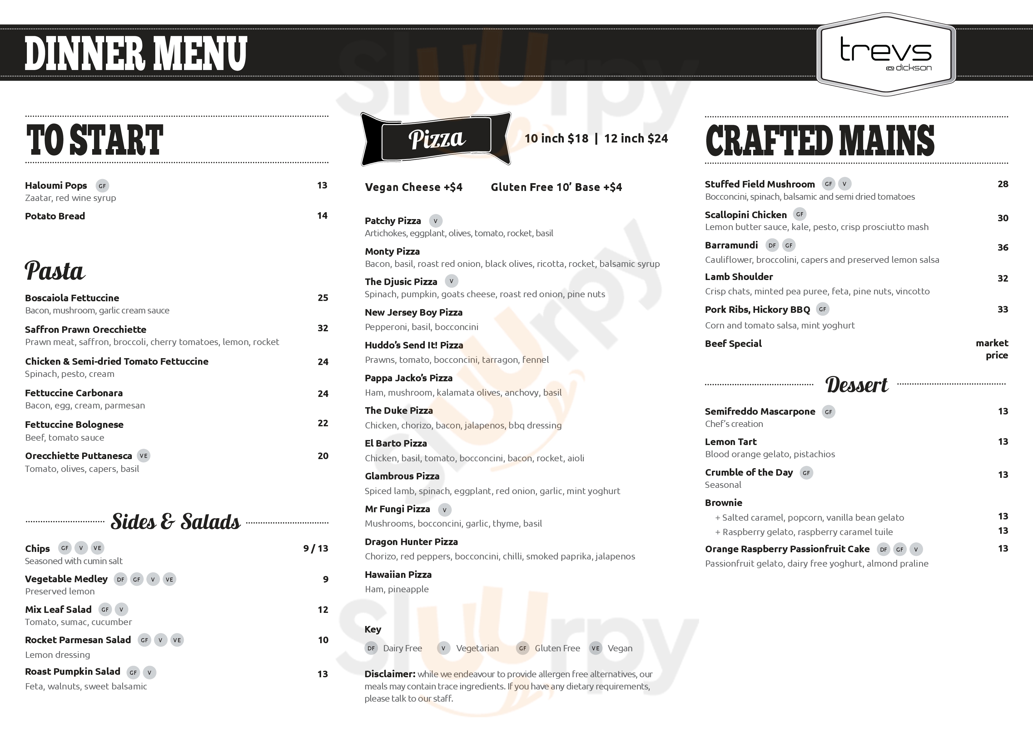 Main Menu - Trevs At Dickson