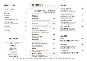 Bull & Bear menu