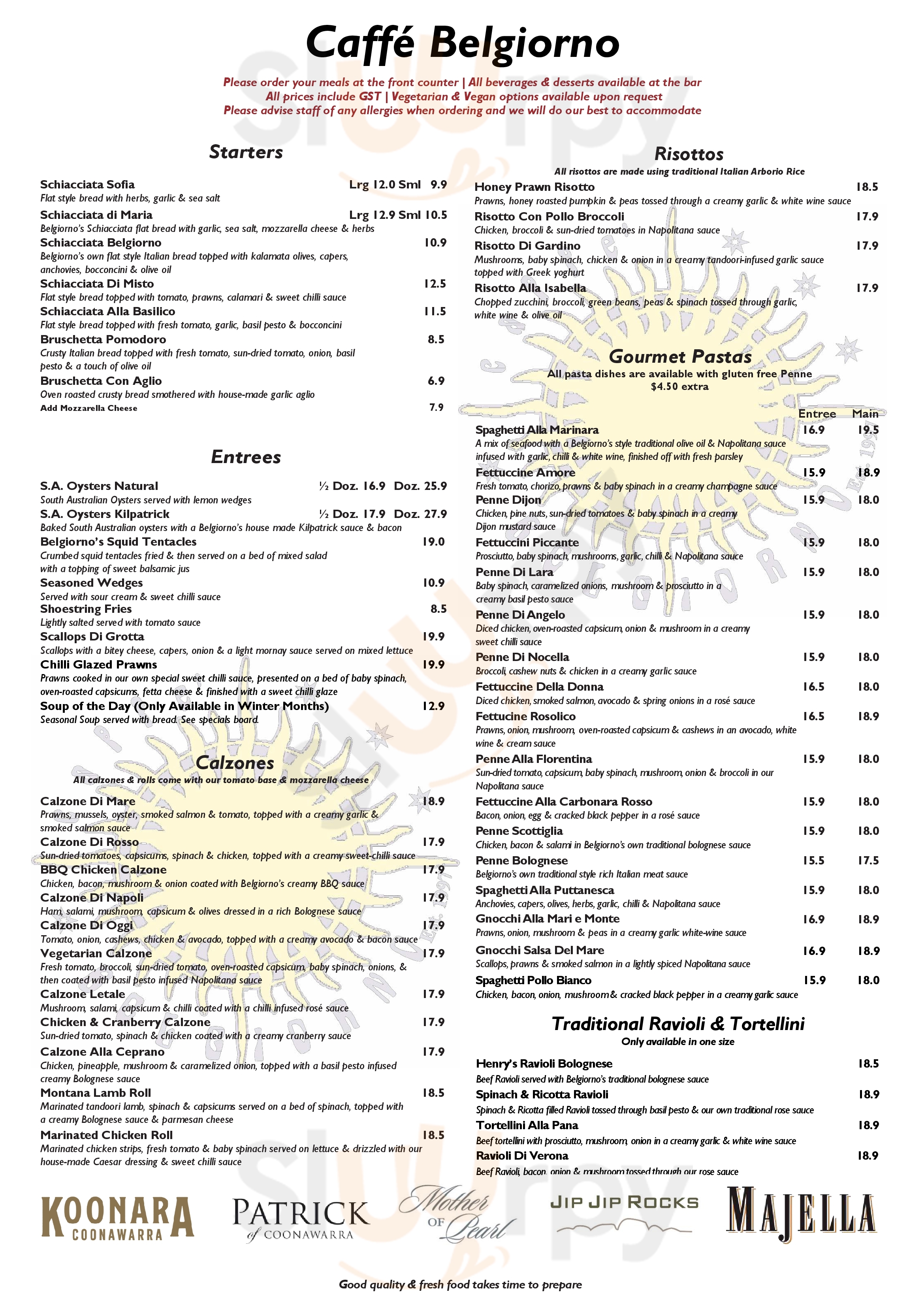 Cafe Belgiorno Mount Gambier Menu - 1