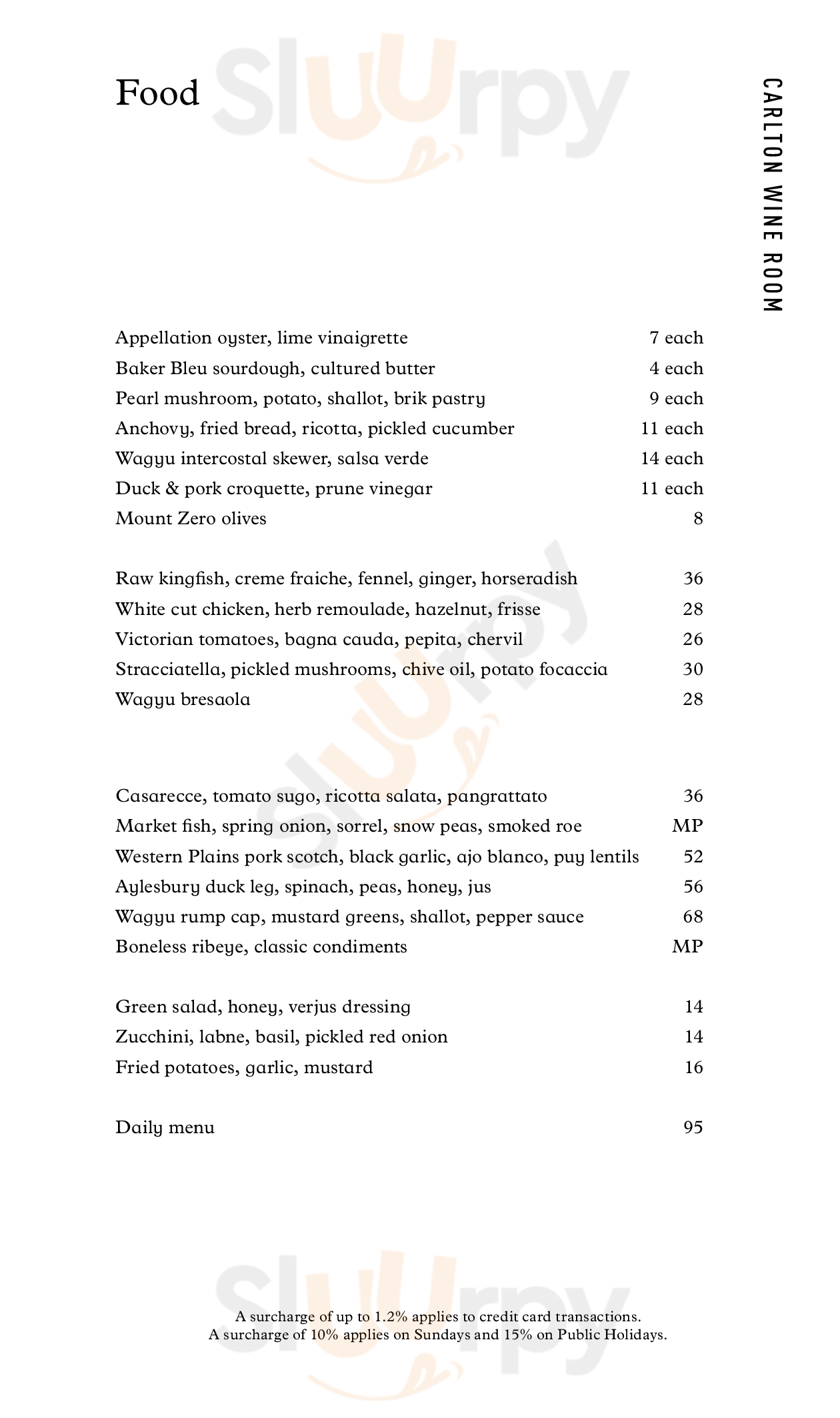 Main Menu - Carlton Wine Room