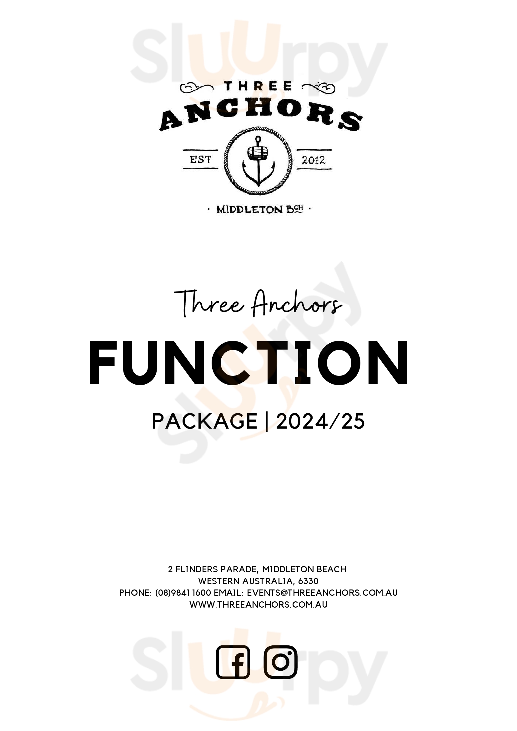 Three Anchors Albany Menu - 1