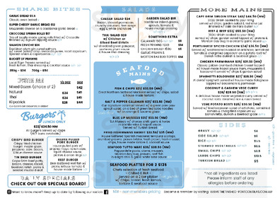 Tin Shed Port Douglas menu