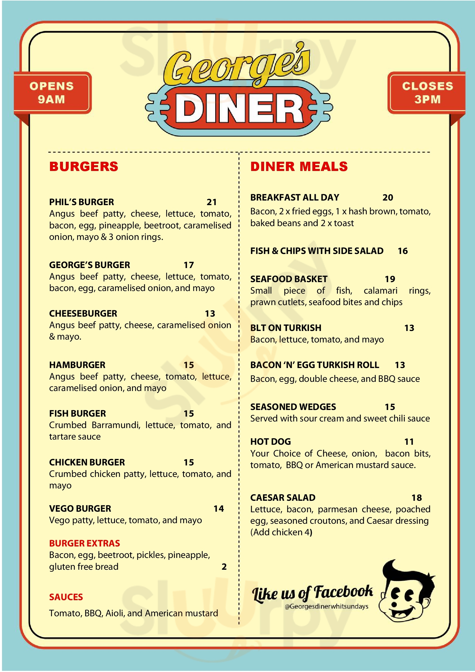 George's Diner Airlie Beach Menu - 1